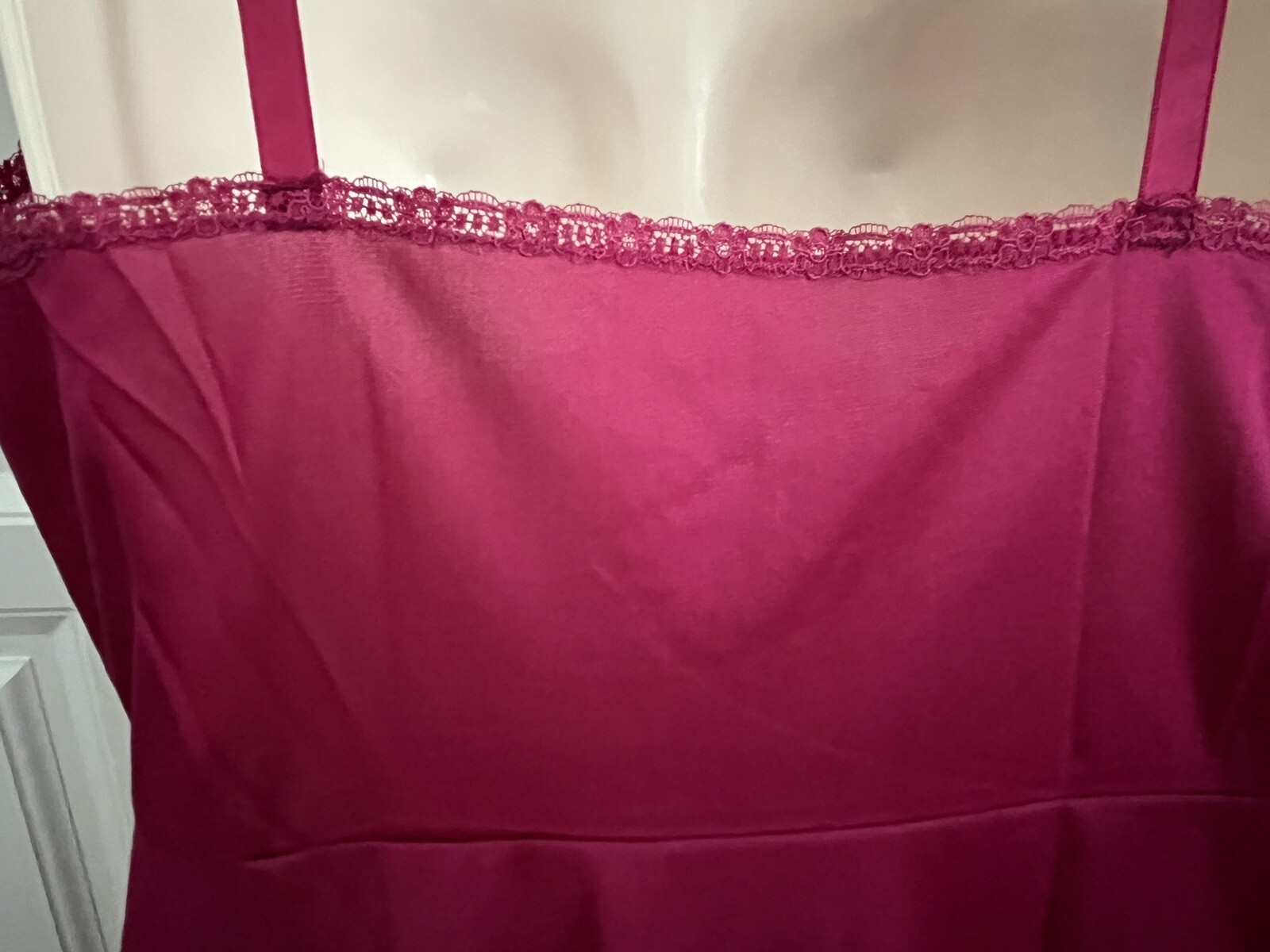 Vintage Full Slip Vassarette S Underneath It All Maroon Satin Lingerie Intimates
