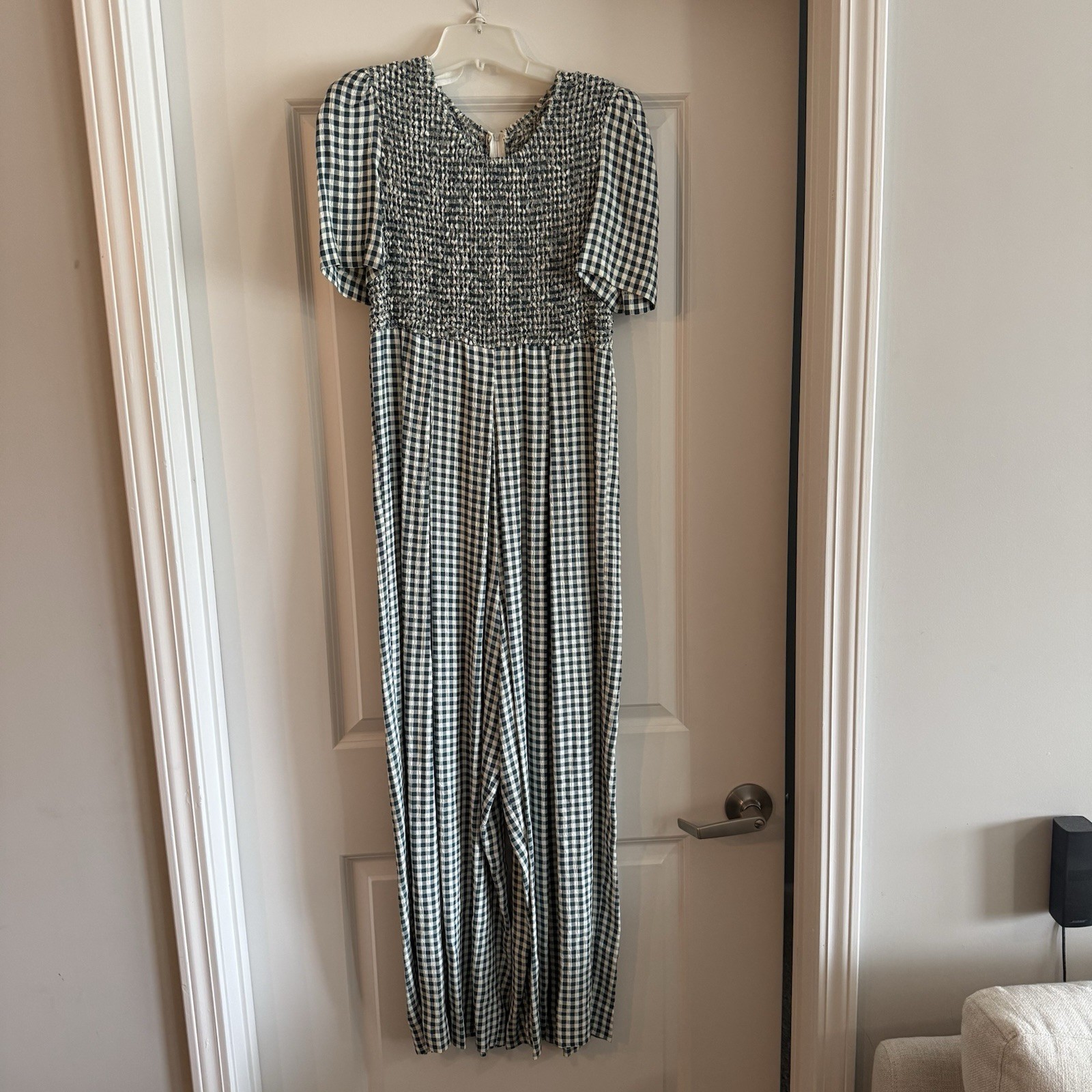 Vintage S.L. Fashions Gingham Jumpsuit Smocked Wide Leg Cottagecore USA
