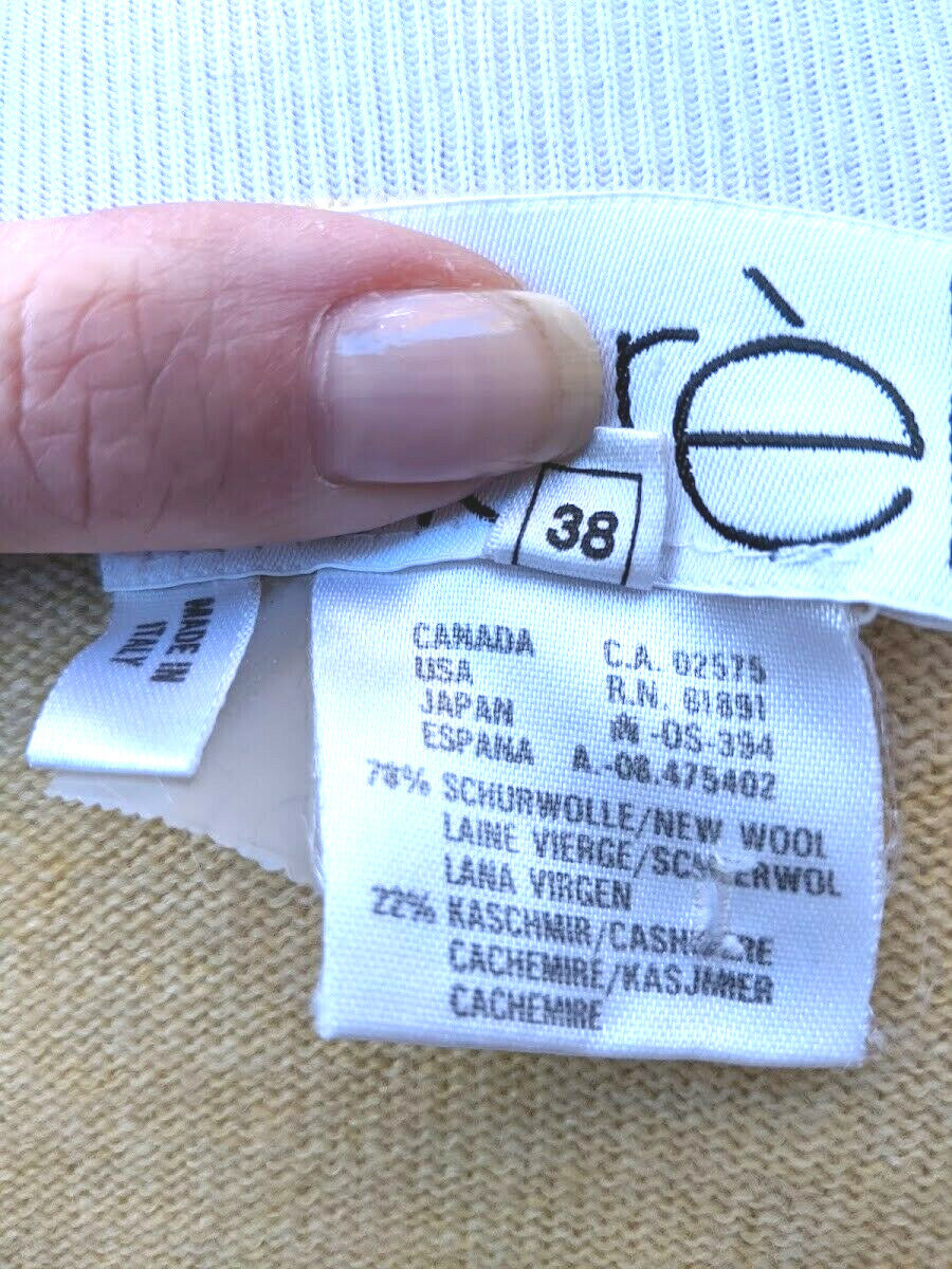 LAUREL Escada Sweater Cashmere Blend Sz XS S Embroidered Beaded 80&rsquo;s Italy