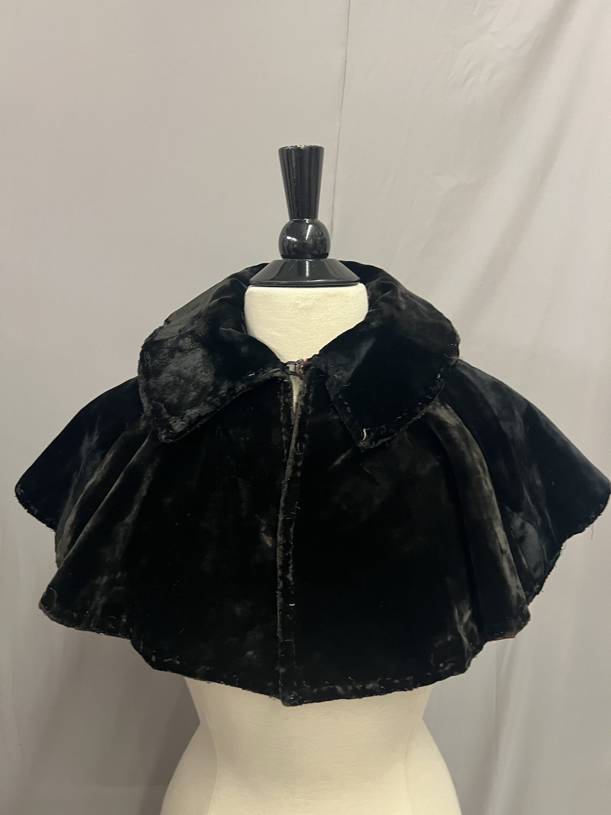 Elegant 1890’s Black Plush Velvet Caplet