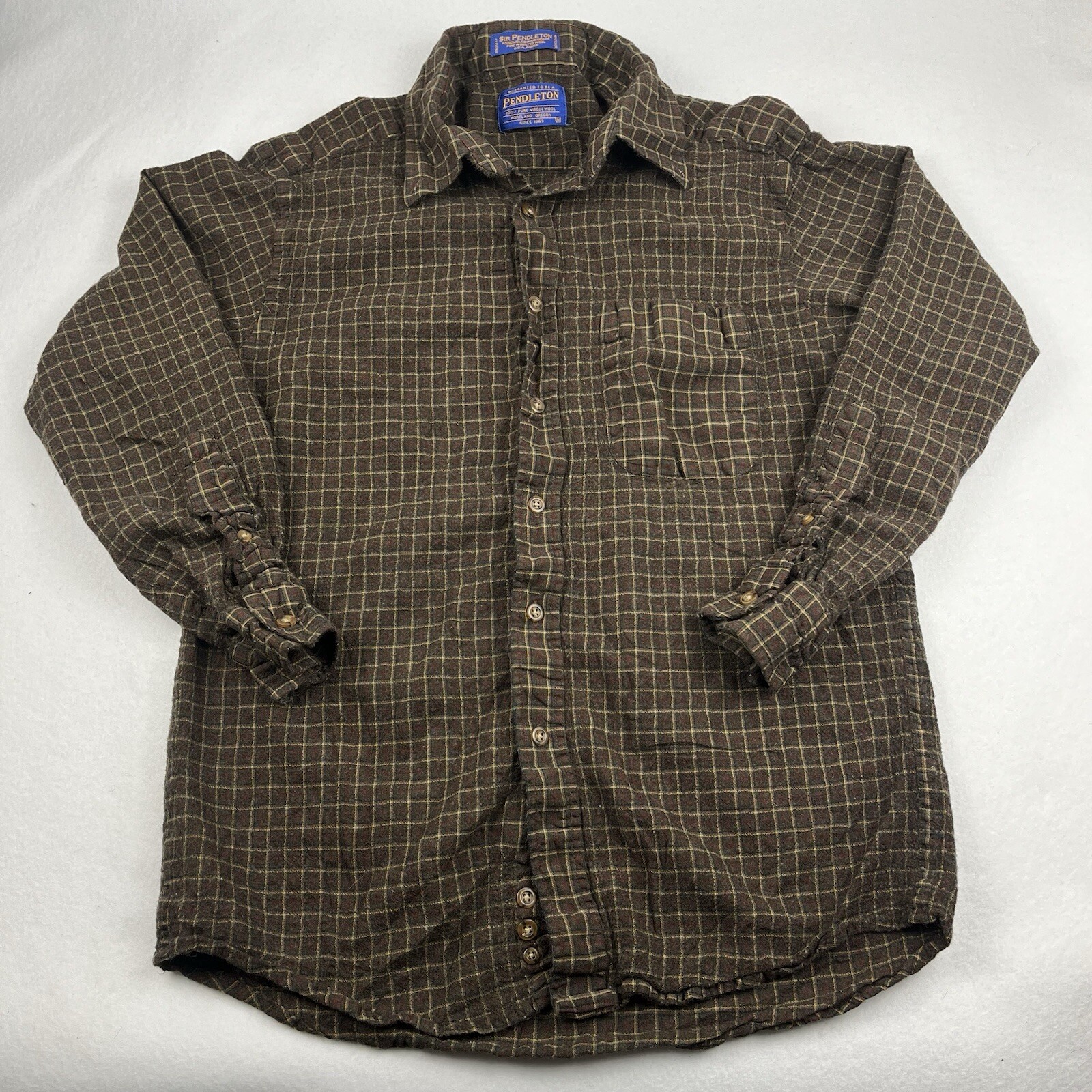 Vintage Pendleton Sir Pendleton Fine Wool Flannel Brown Plaid Medium