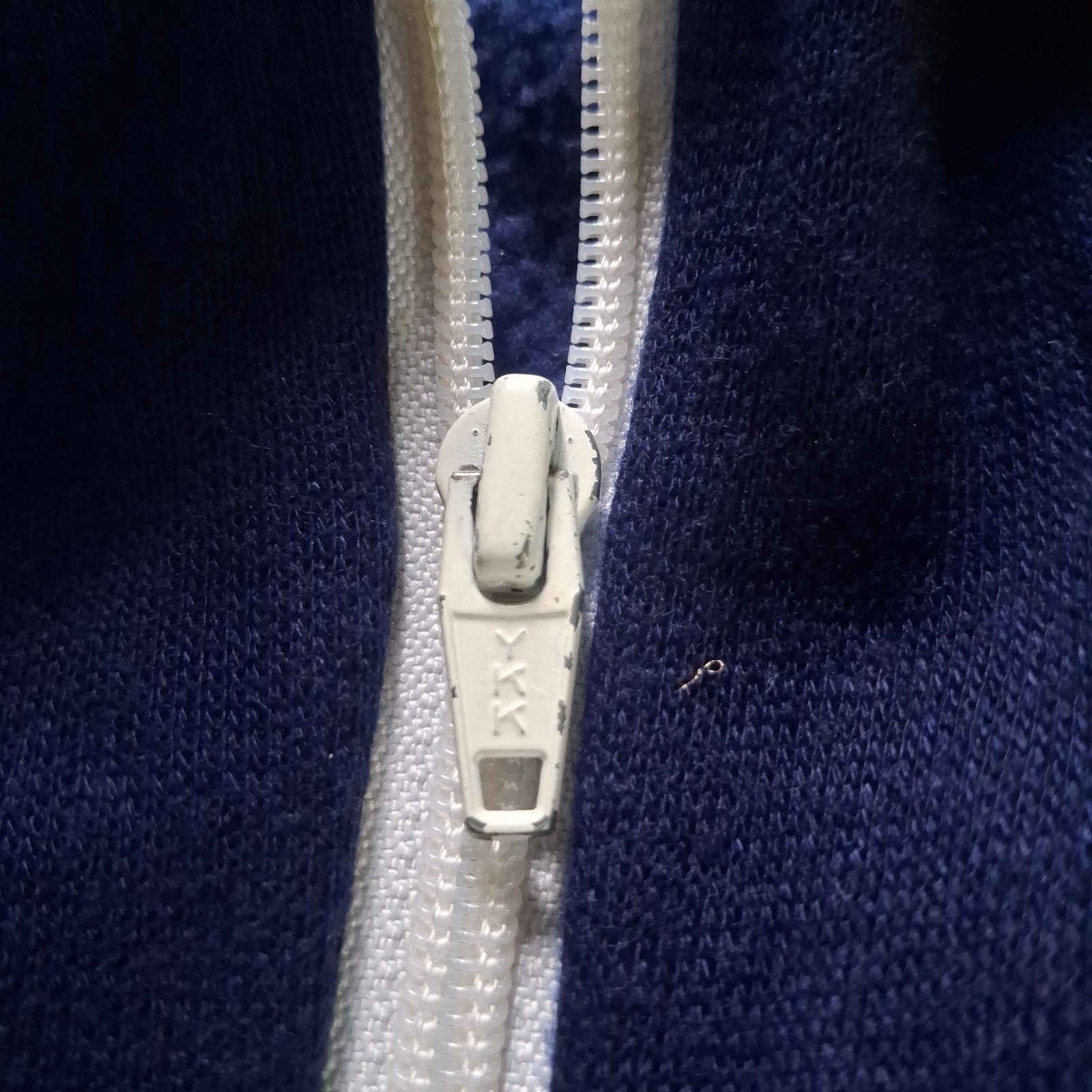 Vintage 70s 80s Track Jacket Small Navy Blue Red White Stripe Creslan Acrylic