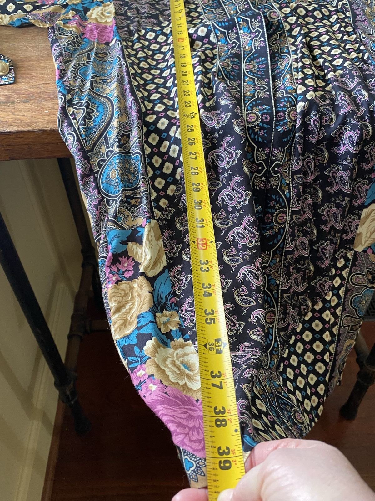 Vintage Floral Paisley Lady Carol Rayon Button Down Shirt Dress USA 16 NOS Boho
