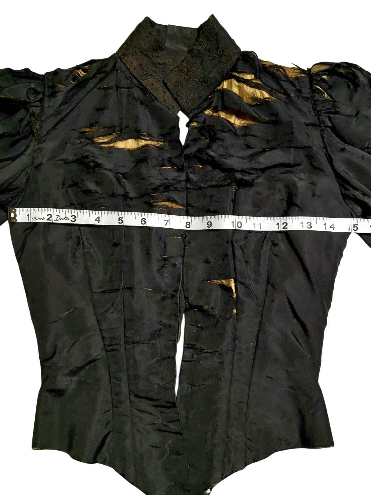 Antique 1890s Victorian Mourning Bodice Silk Faille FrenchJet Beads Wounded Bird
