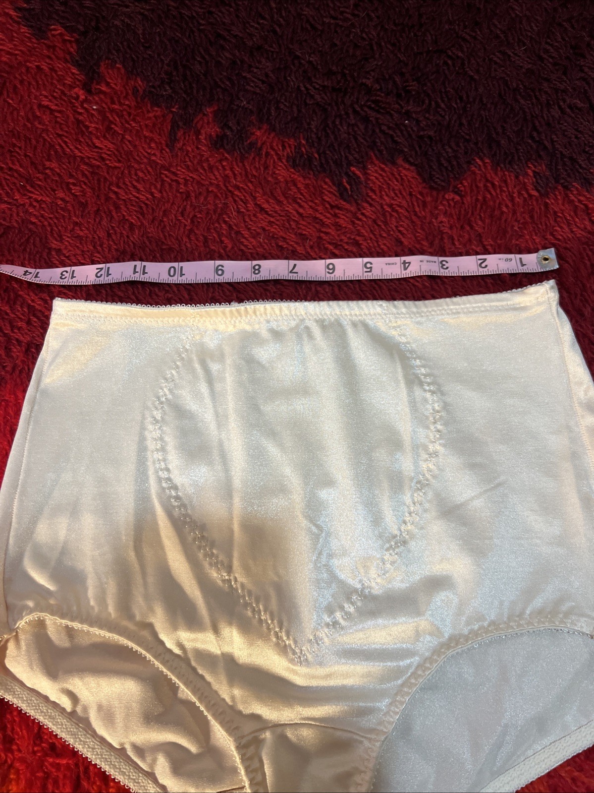 Vtg BALI SATIN SPANDEX LIGHT CONTROL PANTY BRIEF Ivory Large