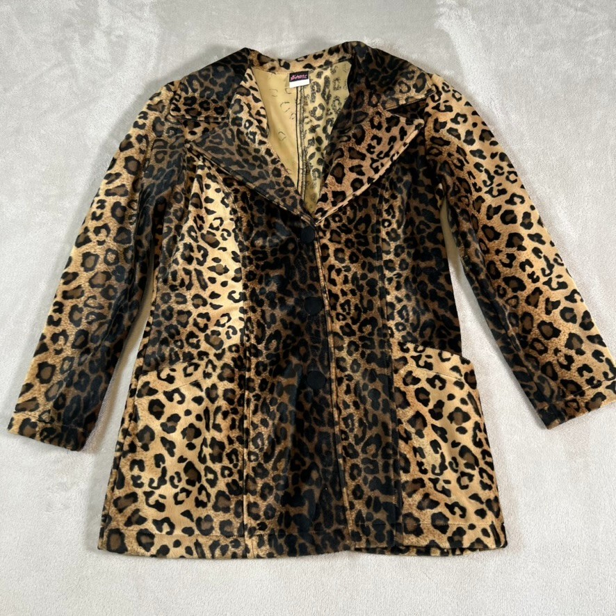 Vintage USA Frederick&rsquo;s Of Hollywood Leopard Print Jacket Velvet Coat Medium