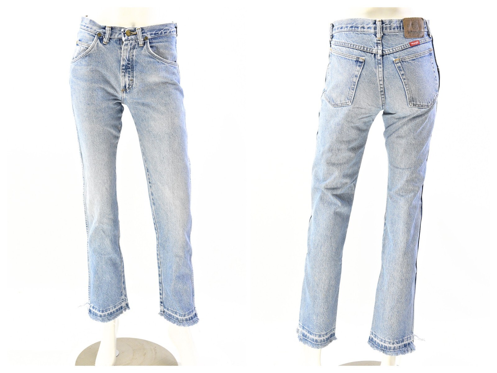 90s Vintage Wrangler Jeans Light Wash Raw Hem Straight Leg Womens 6