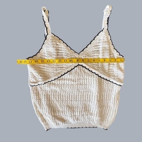 Boho Romance, Cottagecore Vintage Crochet Democracy Tipped Sweater Tank Sz Large