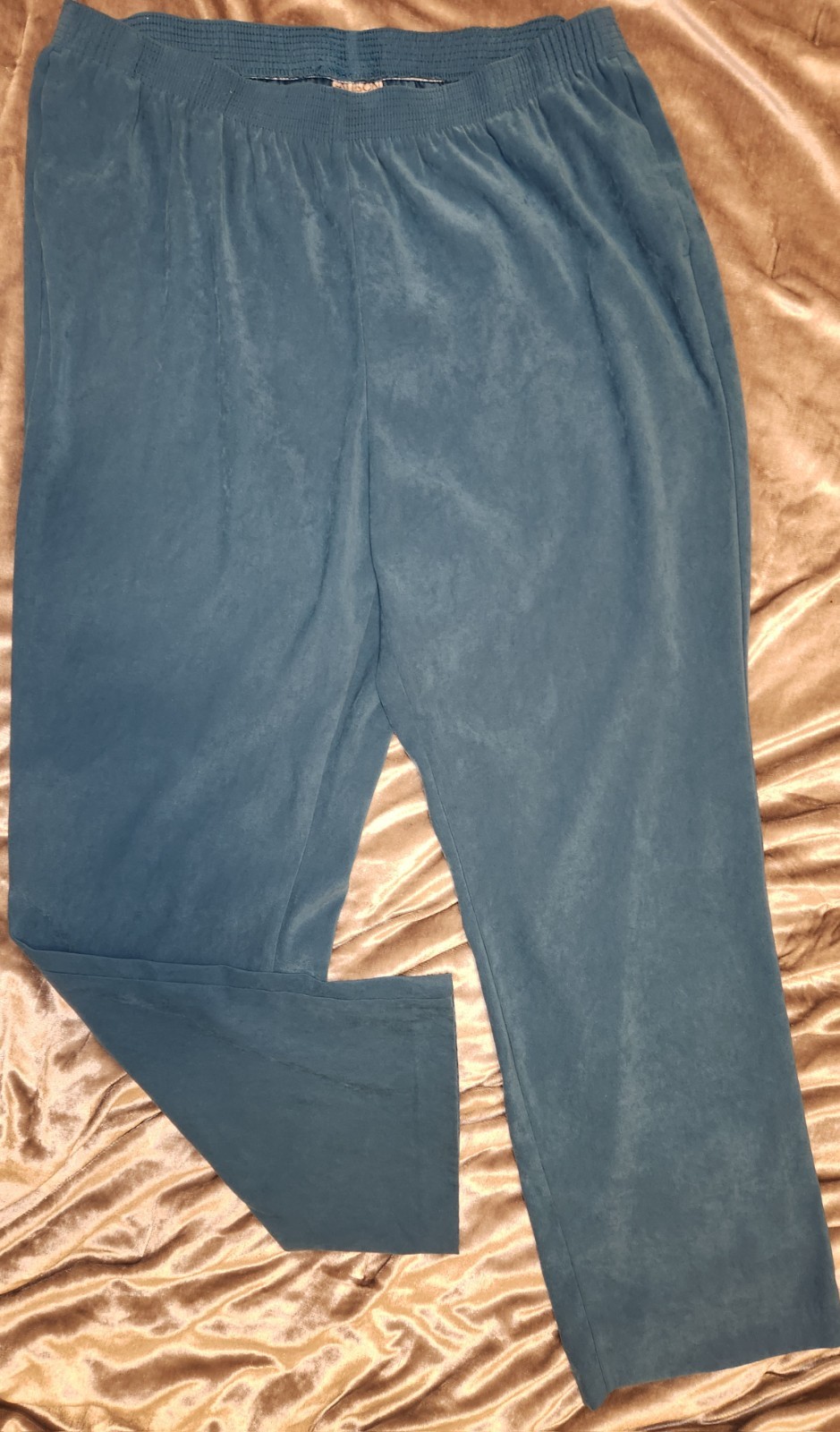 18, 34-46in Waist,VNTG, Allison Daley, Turquoise,Suede-Feel,29in Inseam,Pockets