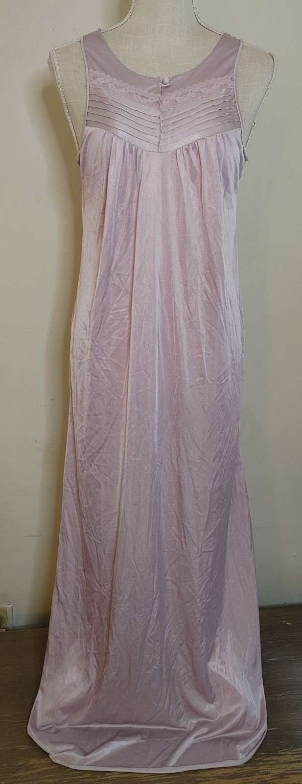 Vintage Texsheen Maxi Nightgown sz M Long Purple Nylon Made in USA Sexy Negligee