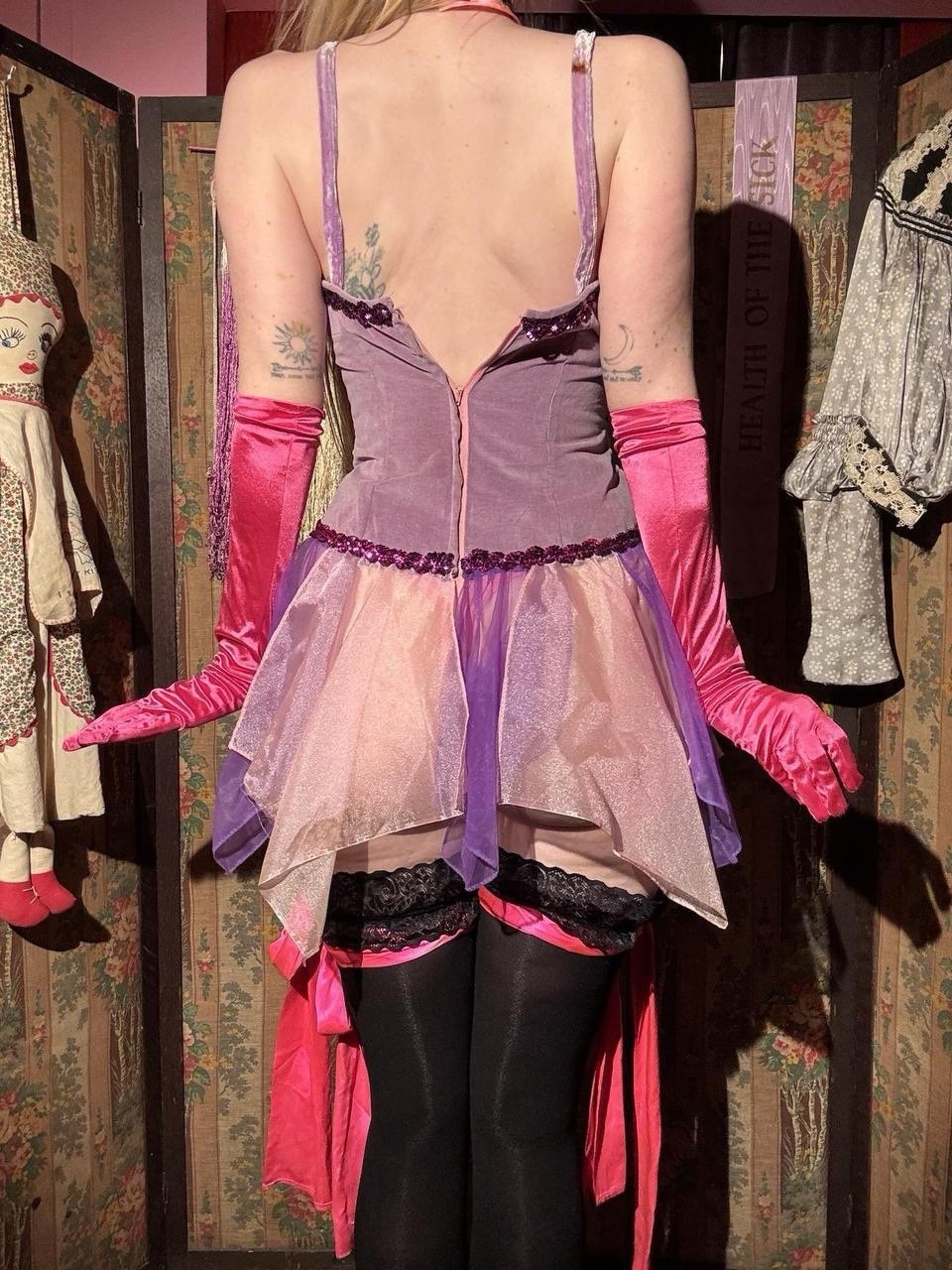 1960s/70s Lavender Velvet Sequin Stage Costume Dress, Size S-M
