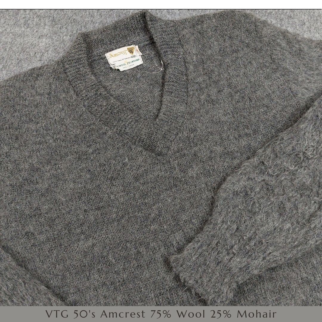 VTG Amcrest Wool 75% Mohair 25% V Neck Sweater Women&rsquo;s Small Shaggy Made in USA