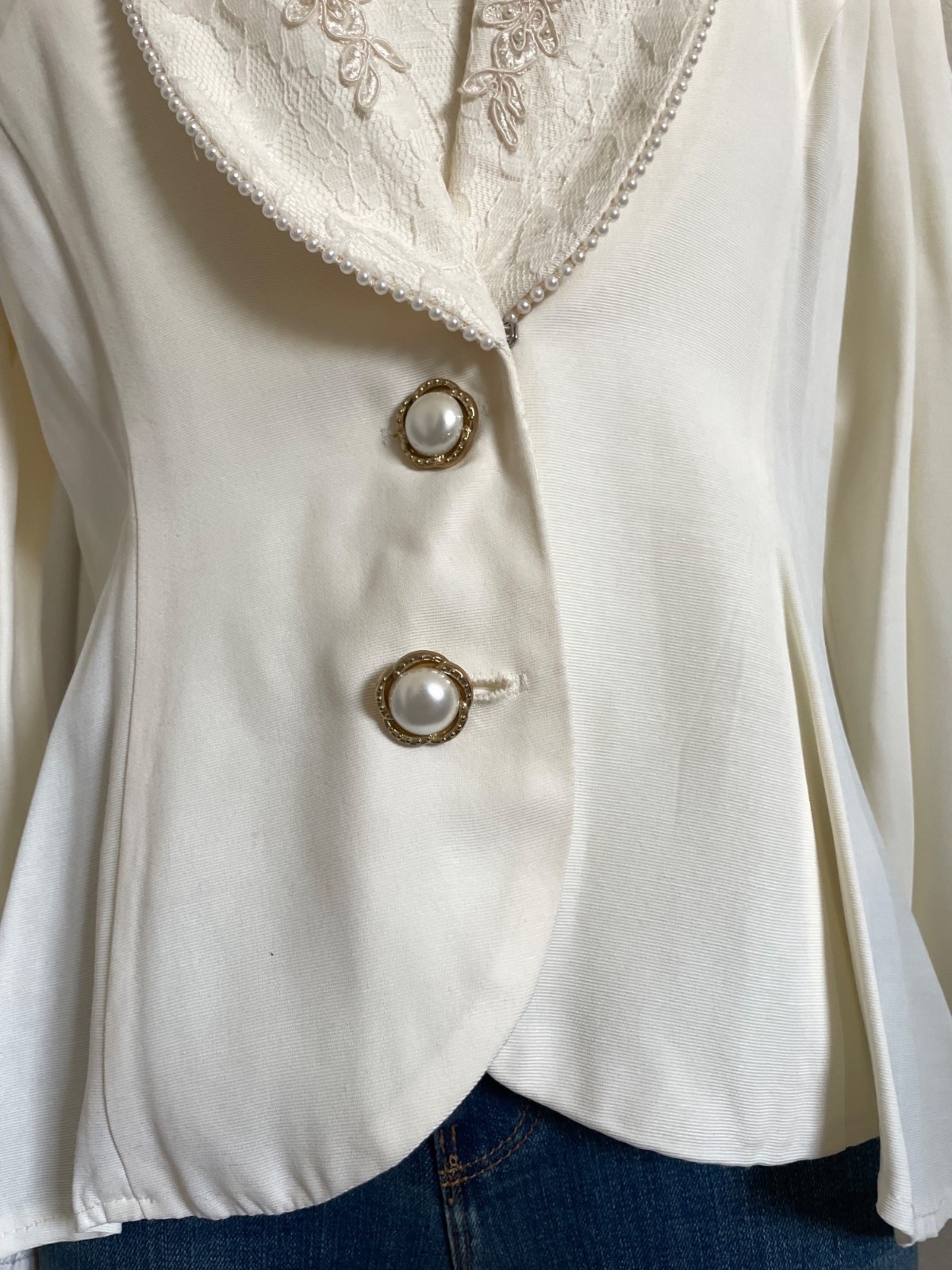 Vintage 1980s Jeffrey & Dara Structured Blazer Sequin, Pearl + Embroidered SZ 10