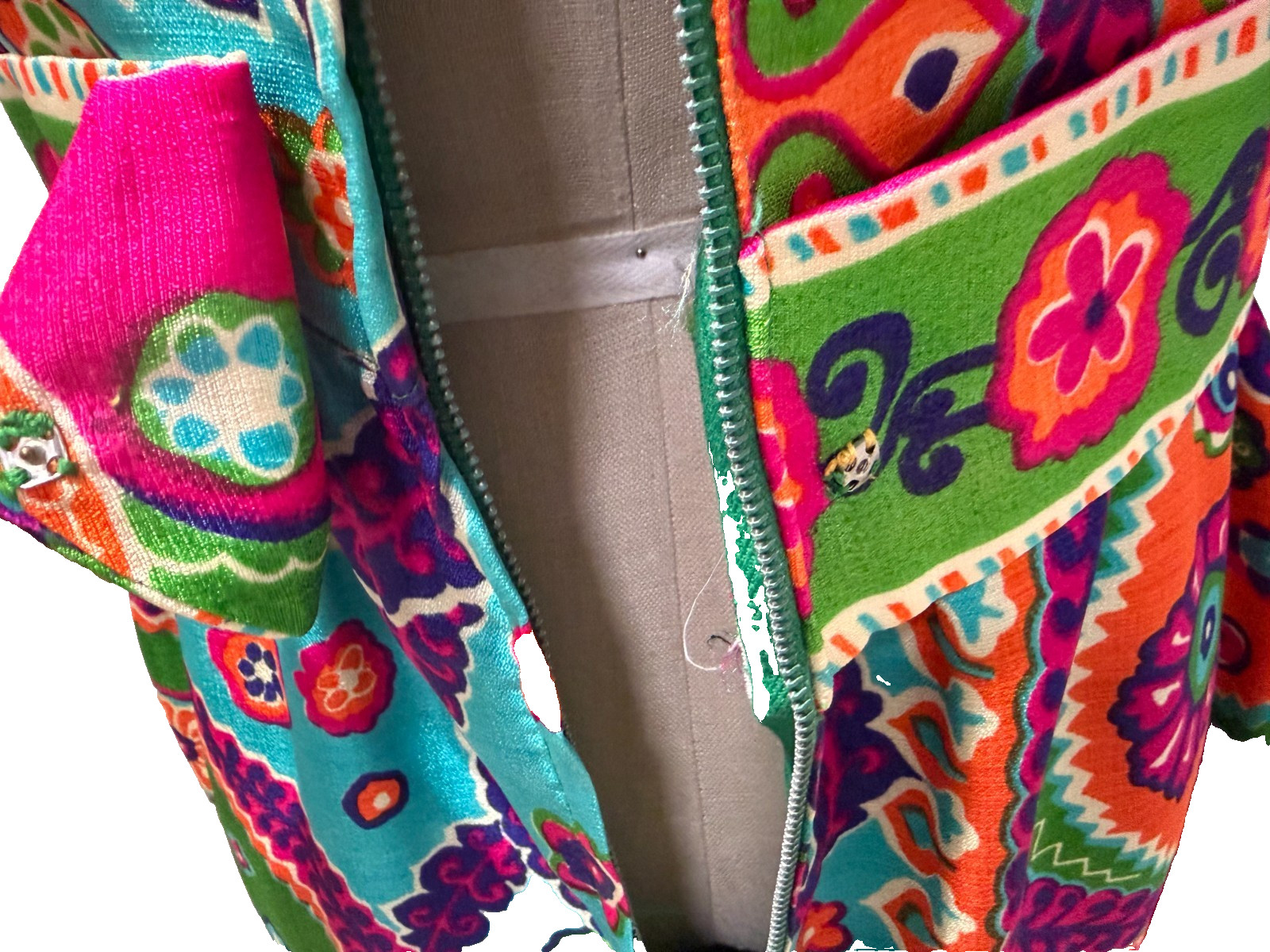 Vtg 60s 70s Maxi Dress Psychedelic Sleeveless Mod Boho Hippie