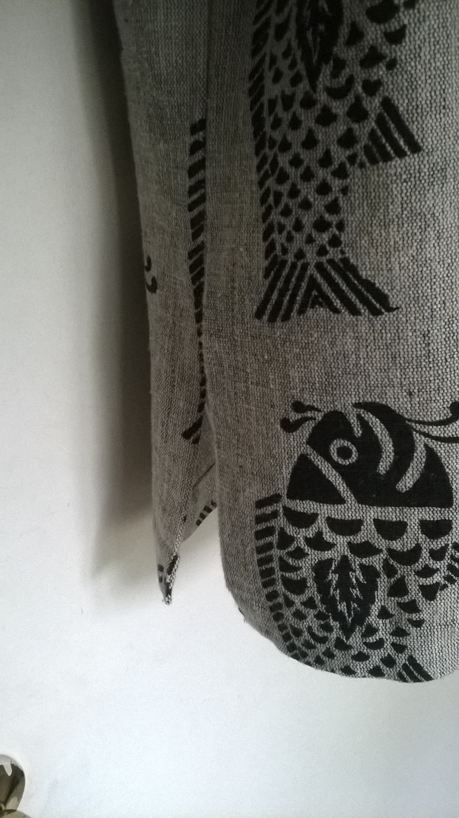 Nepal Cheppu Jacket Size Med Fish Print Made In Nepal Wood Resin buttons 1980s