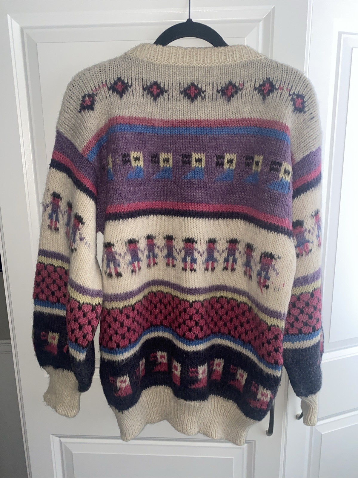 VTG Peruvian Alpaca Folk Hand Knitted Sweater Llama Peru Large Adult Unisex