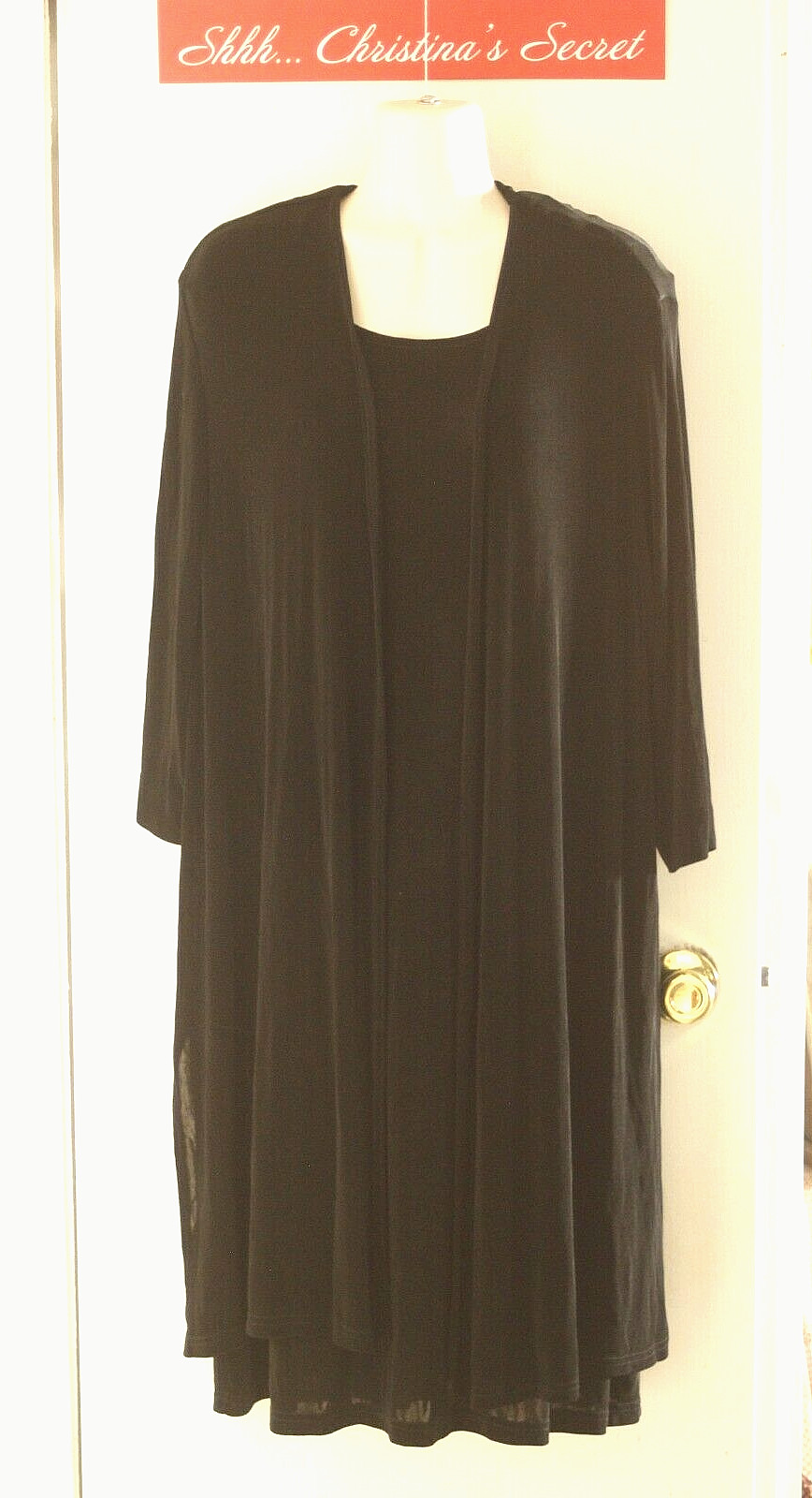 VTG R and M RICHARDS KAREN KWONG 2 Pc Dress Jacket Black Traveler Stretch 22W P