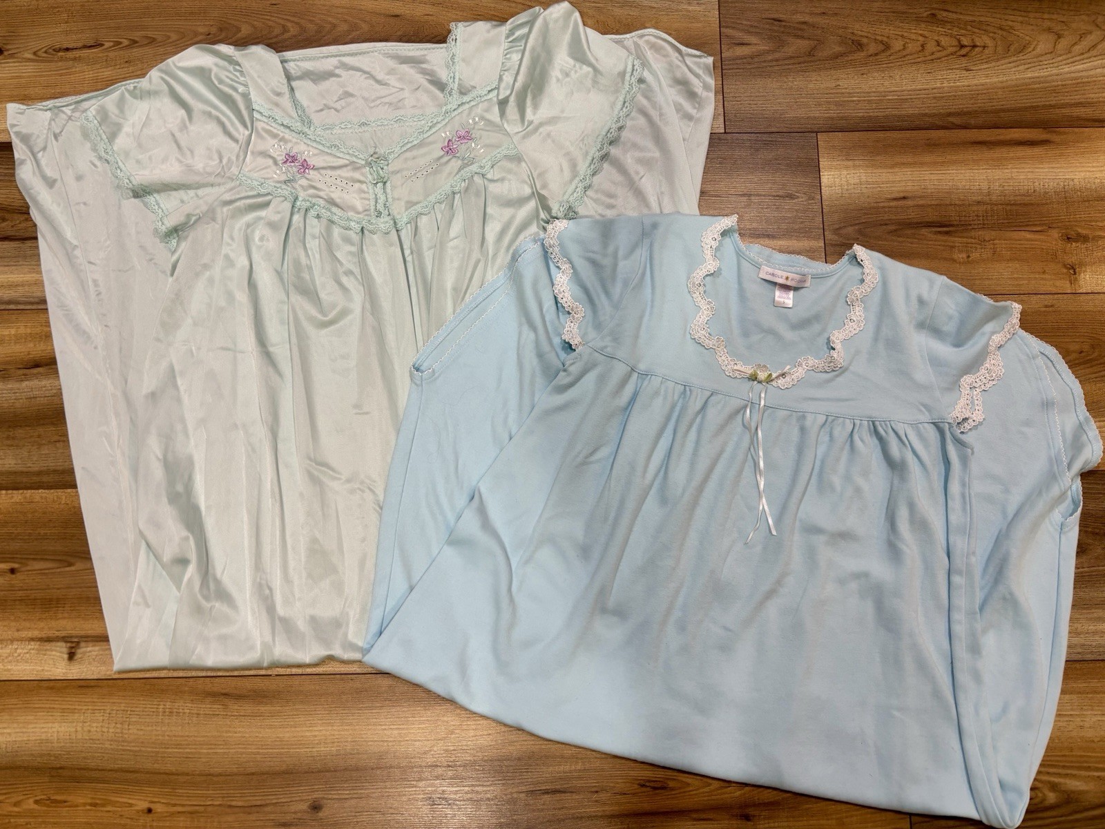 VTG Nightgown Lot Lorraine + Carole Hochman Mint Nylon Blue Knee Full Length S/M