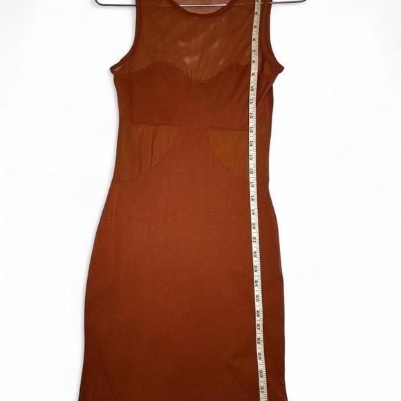 Vintage (2010&rsquo;s) Asos Rust Mesh Panel Bodycon Dress