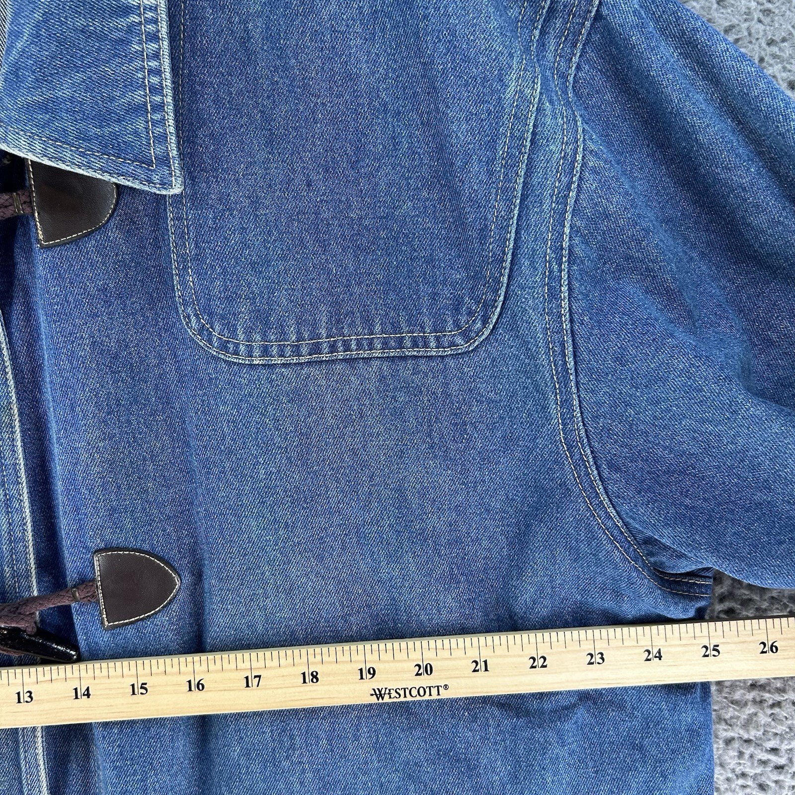 Vintage 90s Long Denim Chore Jacket Size 2X Everyday Toggles Boho Cottagecore