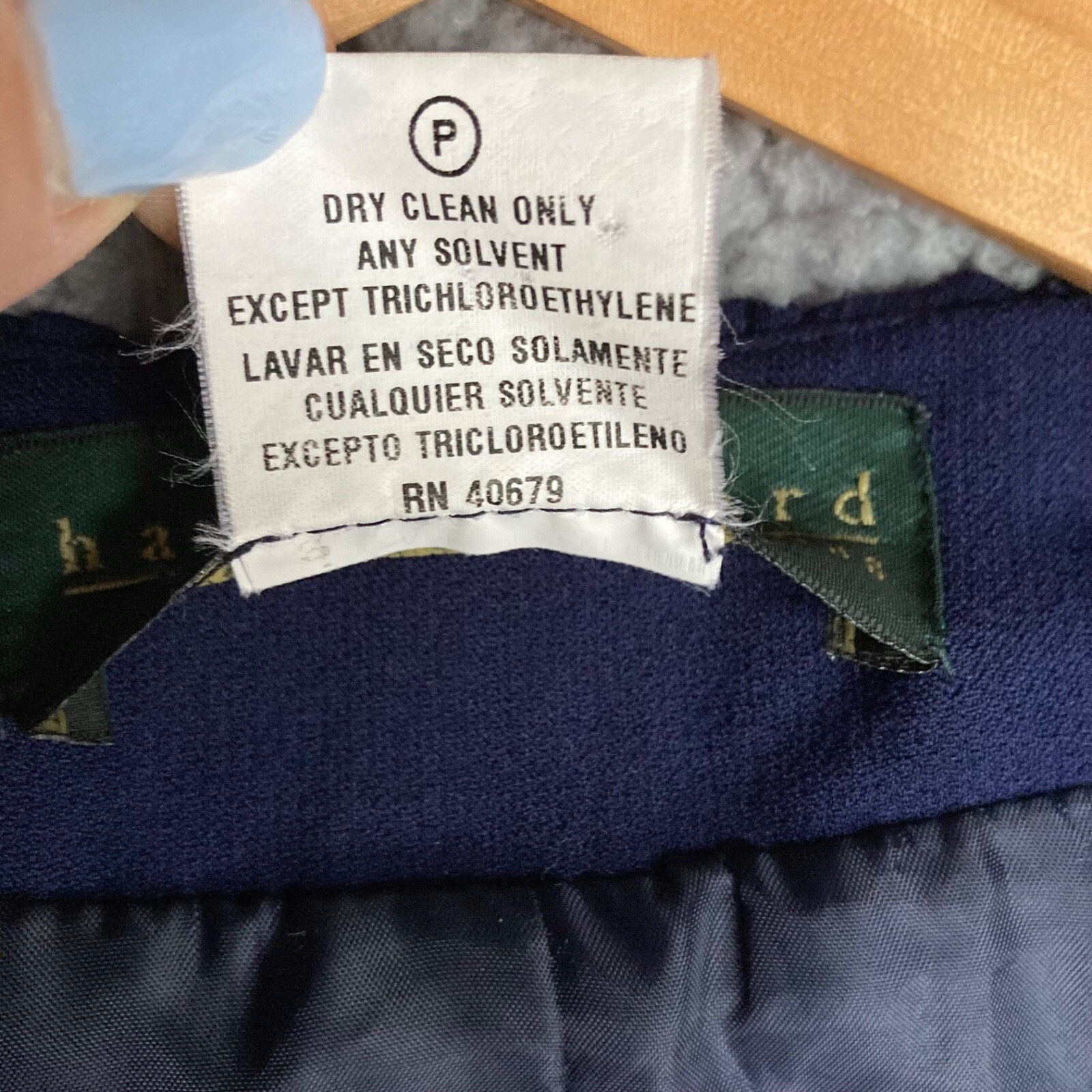 Harve Benard Cropped Blazer Jacket Lined Navy Career Womens 12 L Bust 40 Vtg
