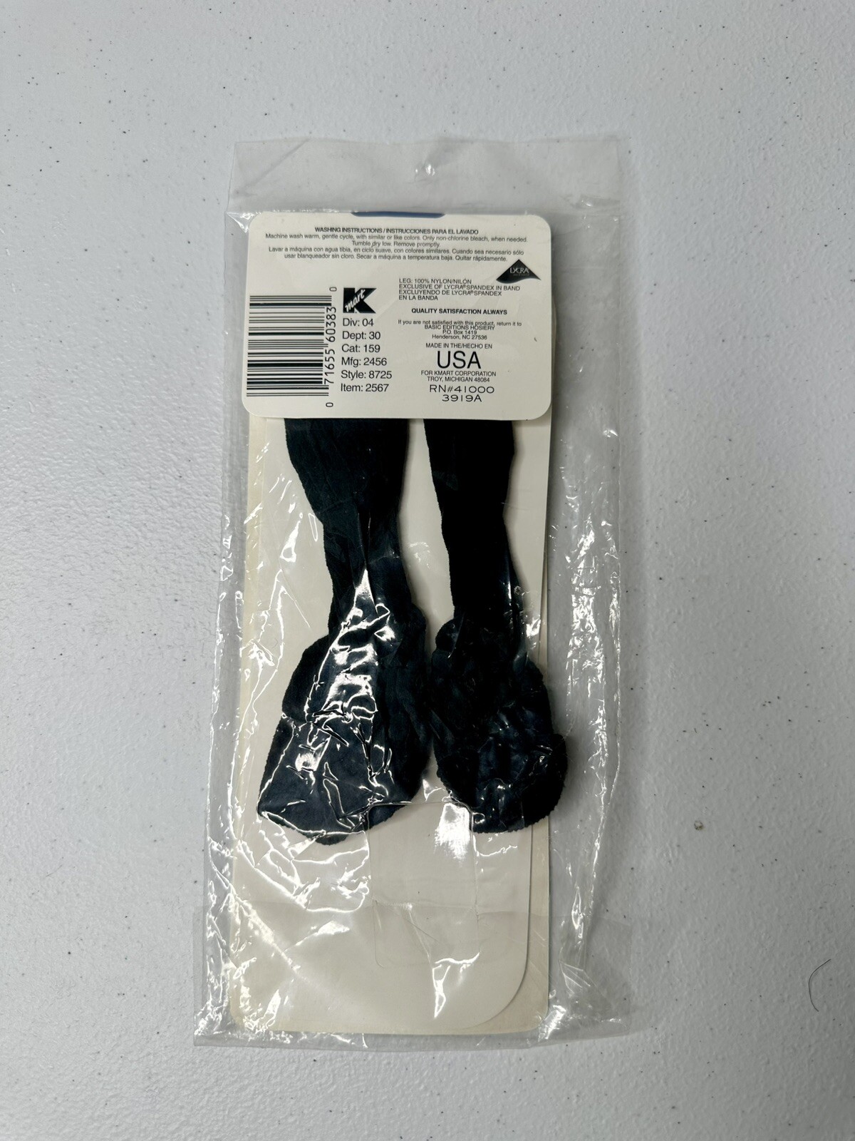 BASIC EDITIONS WOMENS – VINTAGE QUEEN SIZE KNEE HIGHS OFF BLACK