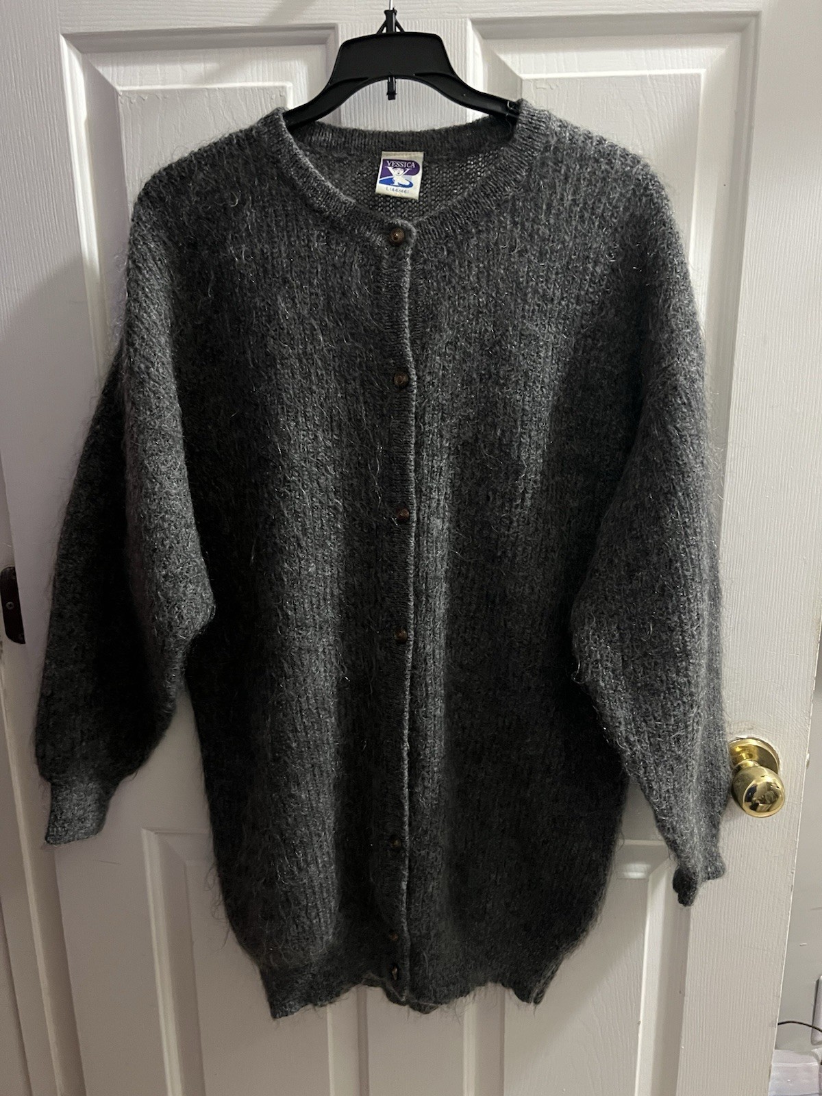 Vintage Sweater Mohair Blend With gold Buttons Grandpacore L 44/46 1980’s