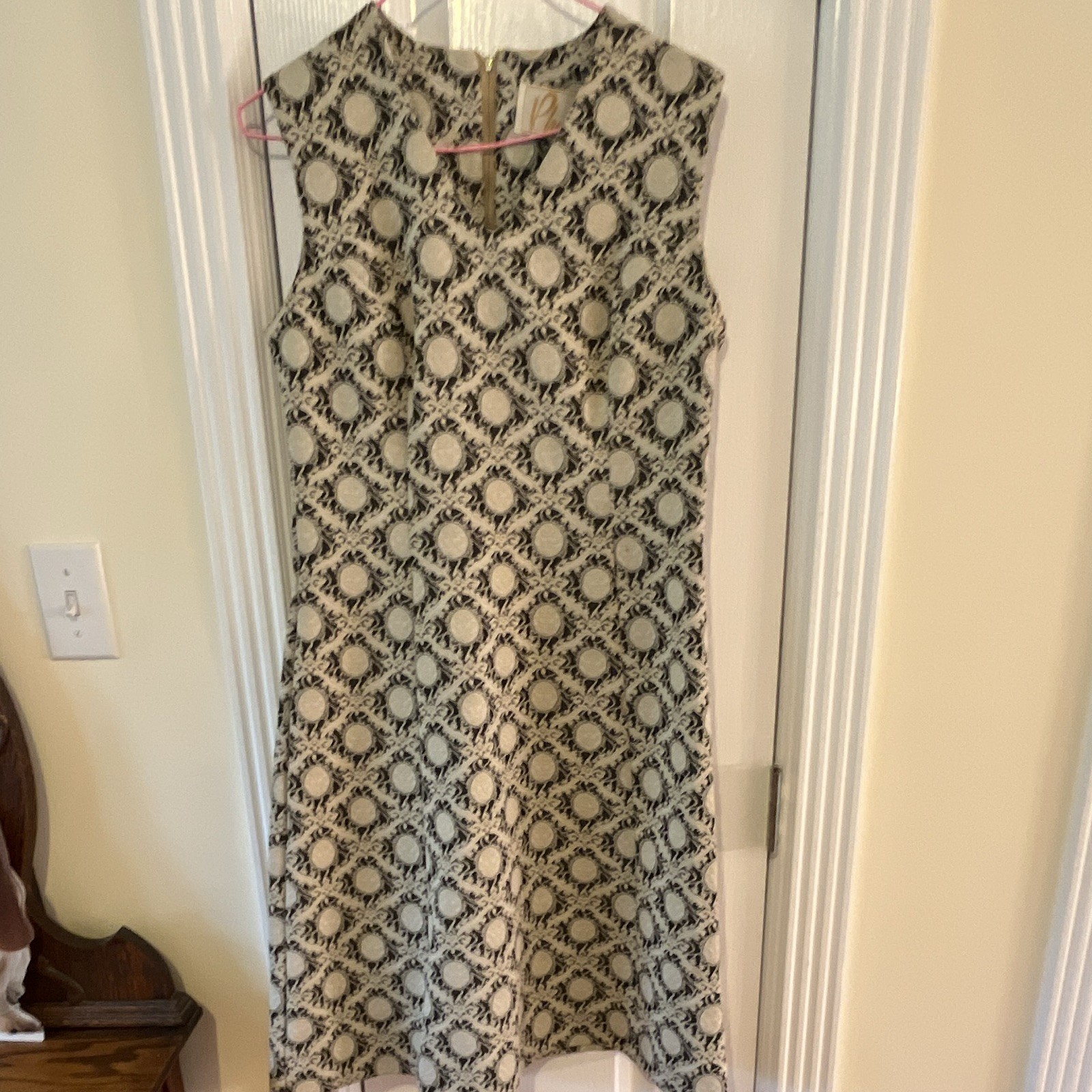 Vintage Women&rsquo;s Dress 1960s Geometric Aline Sleeveless Size M
