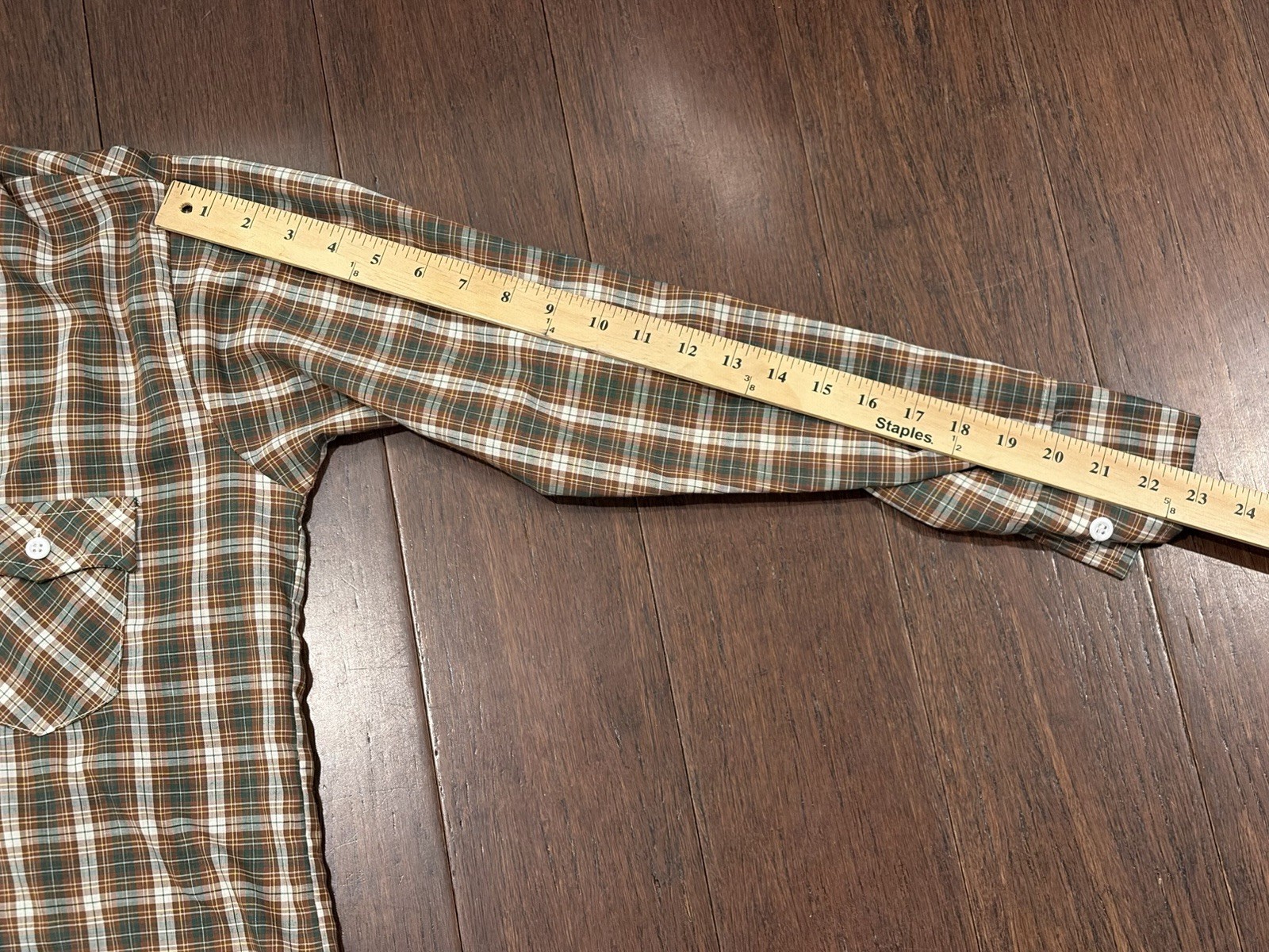 Vintage 70s Levi’s Plaid Button Up Shirt USA Youth 18 Fits Women’s XS S Brown