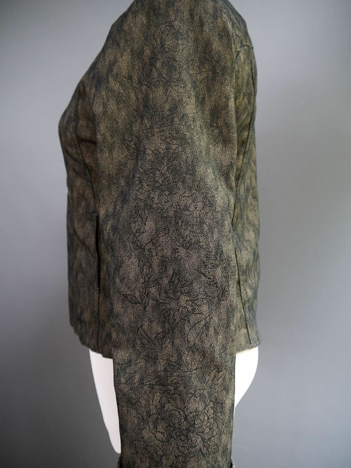 VTG Kenzo Jungle Fitted Racer Jacket Coat Graphic Tattoo Print Stripe Lining XS