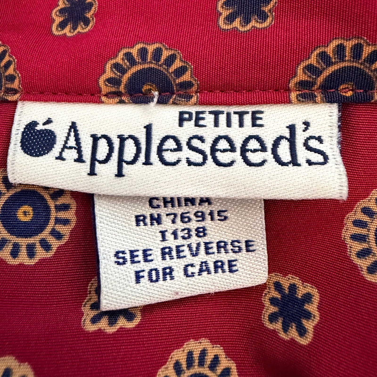 Appleseeds Vintage Red Medallion Print Pleated Midi Shirt Dress 12P Belted