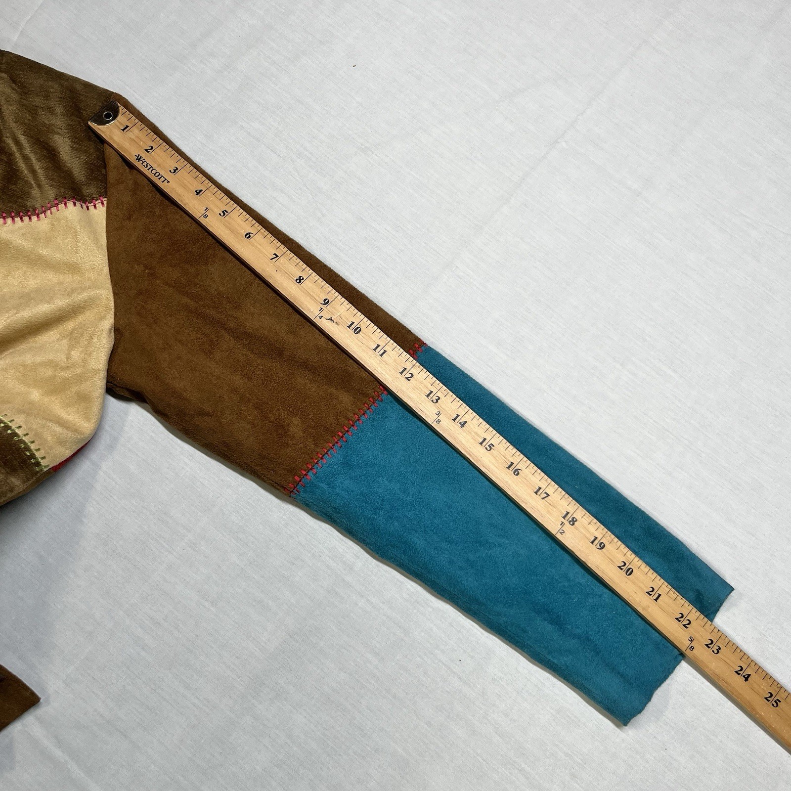 Vintage Koret Patchwork Blazer Jacket Embroidered Small Faux Suede Aztec