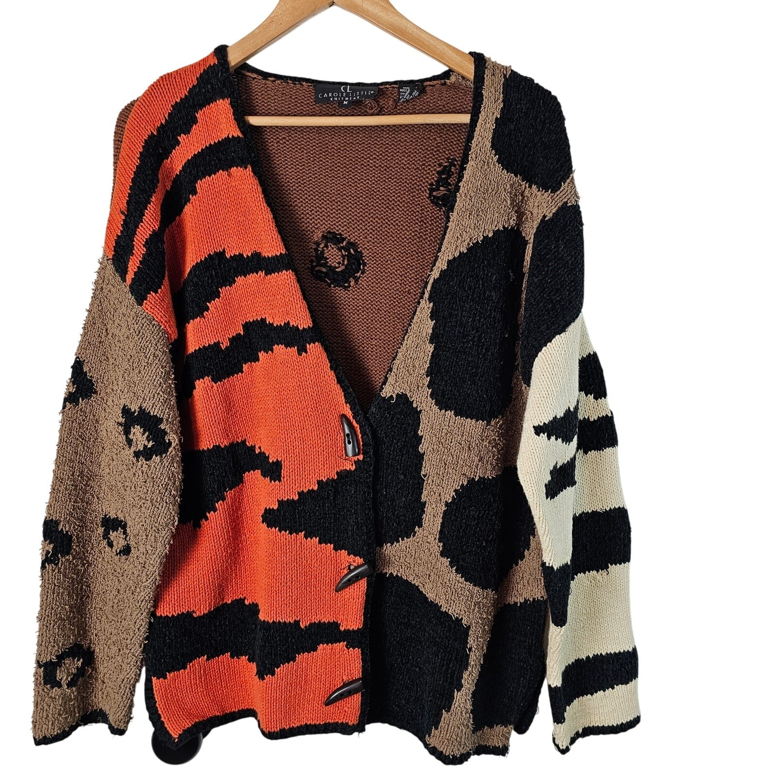 Vintage 80s Sweater Womens 2X Blue Mixed Knit Patchwork Dolman Sleeve Stretch