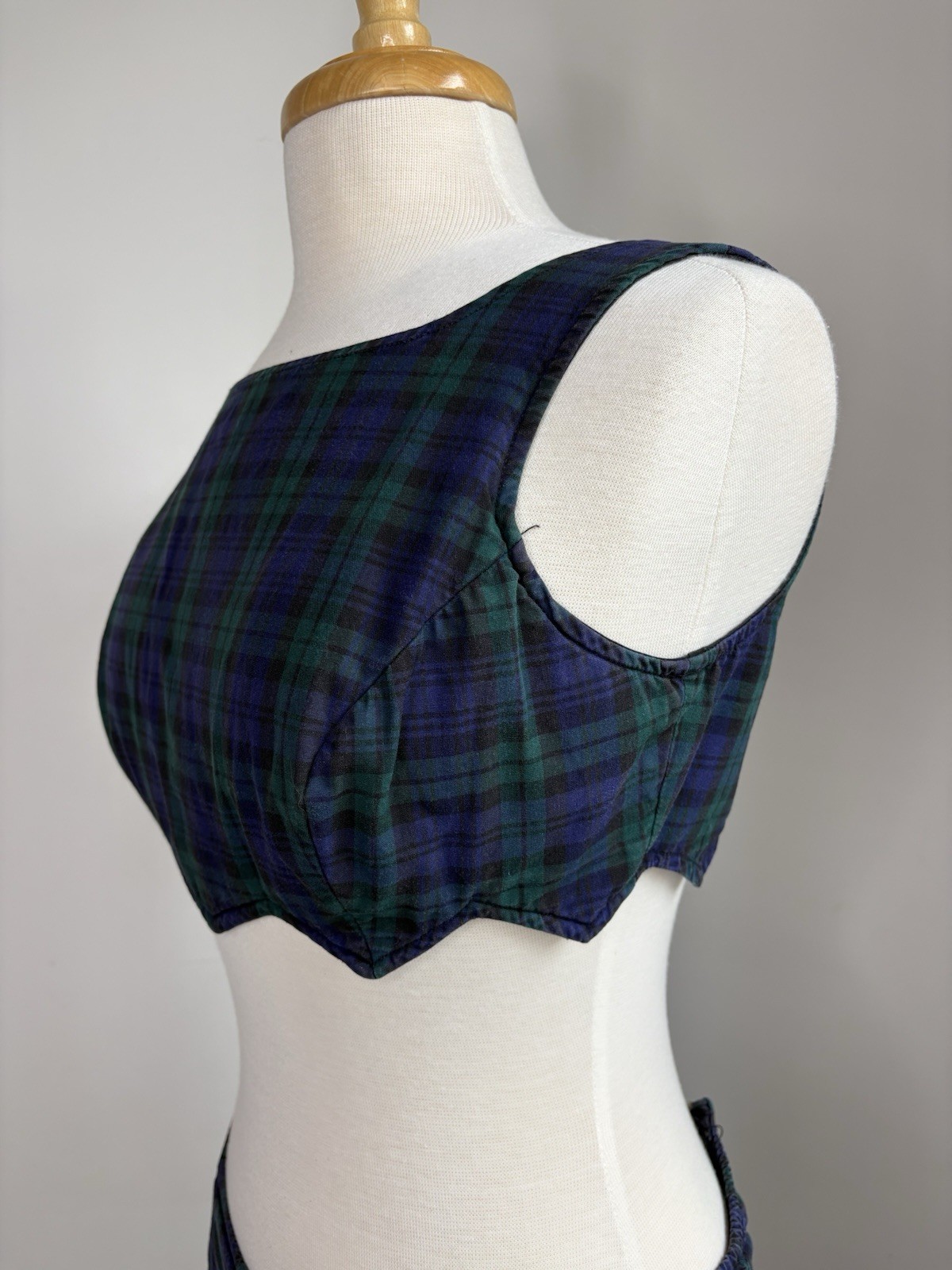 Vintage 1960s Bikini Plaid 2 Piece Swimsuit Sz Small Boy Shorts ILGWU Union Made