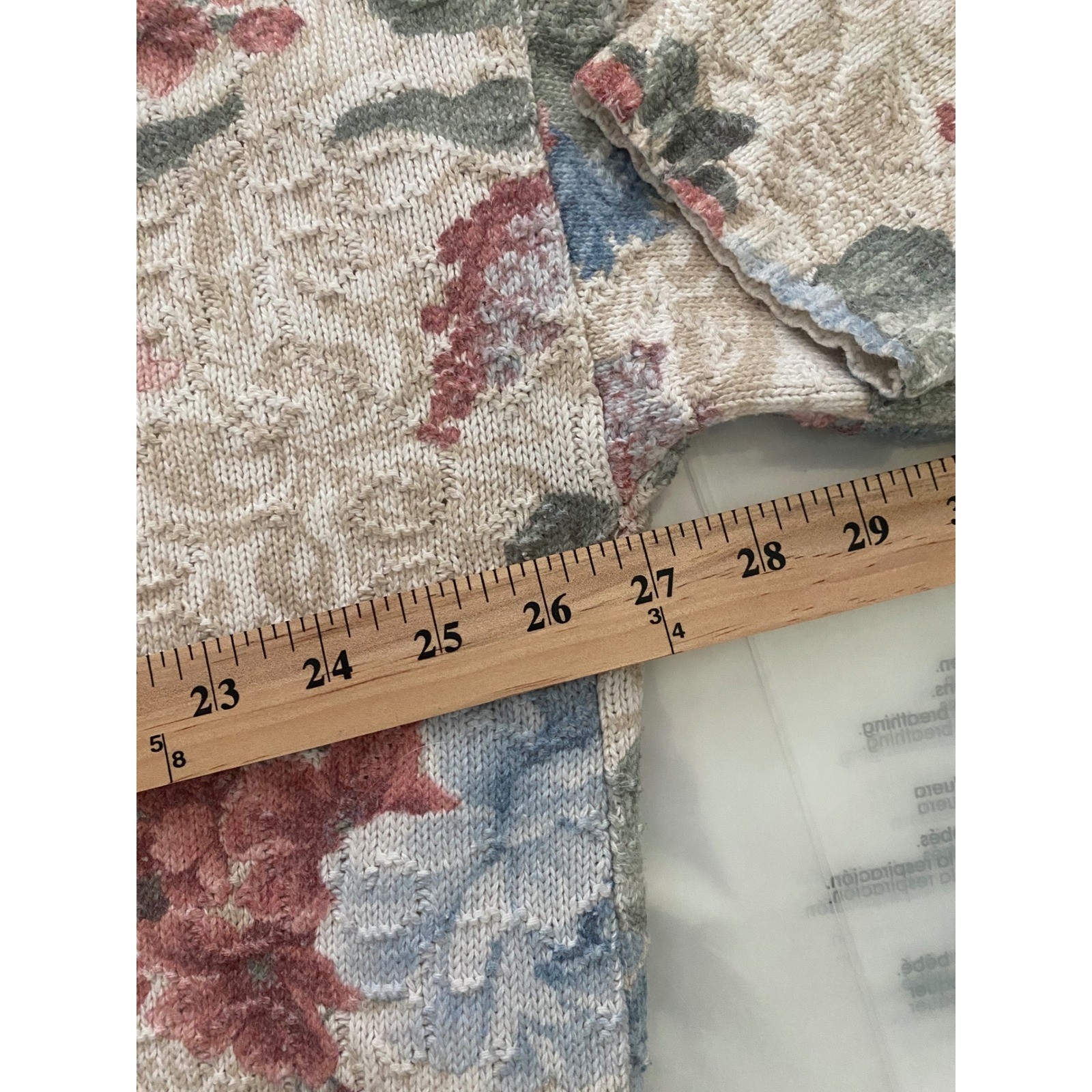 Moda Internazionale Forelli Vintage Floral Tapestry Sweater Cream Pink Blue XL