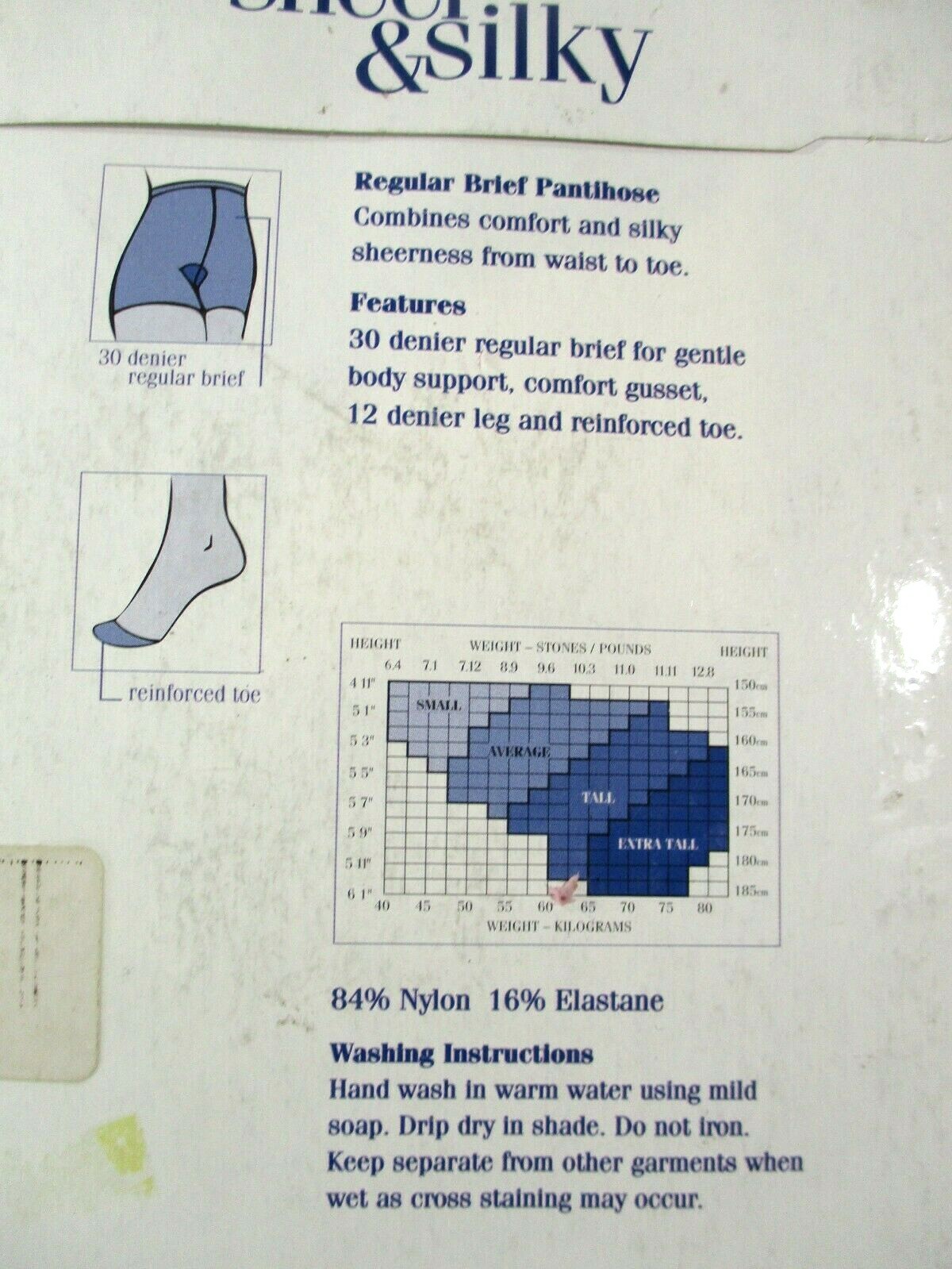 Kolotex Regular Brief Pantihose Sheer & Silky Small Nearly Black Lycra 12 denier