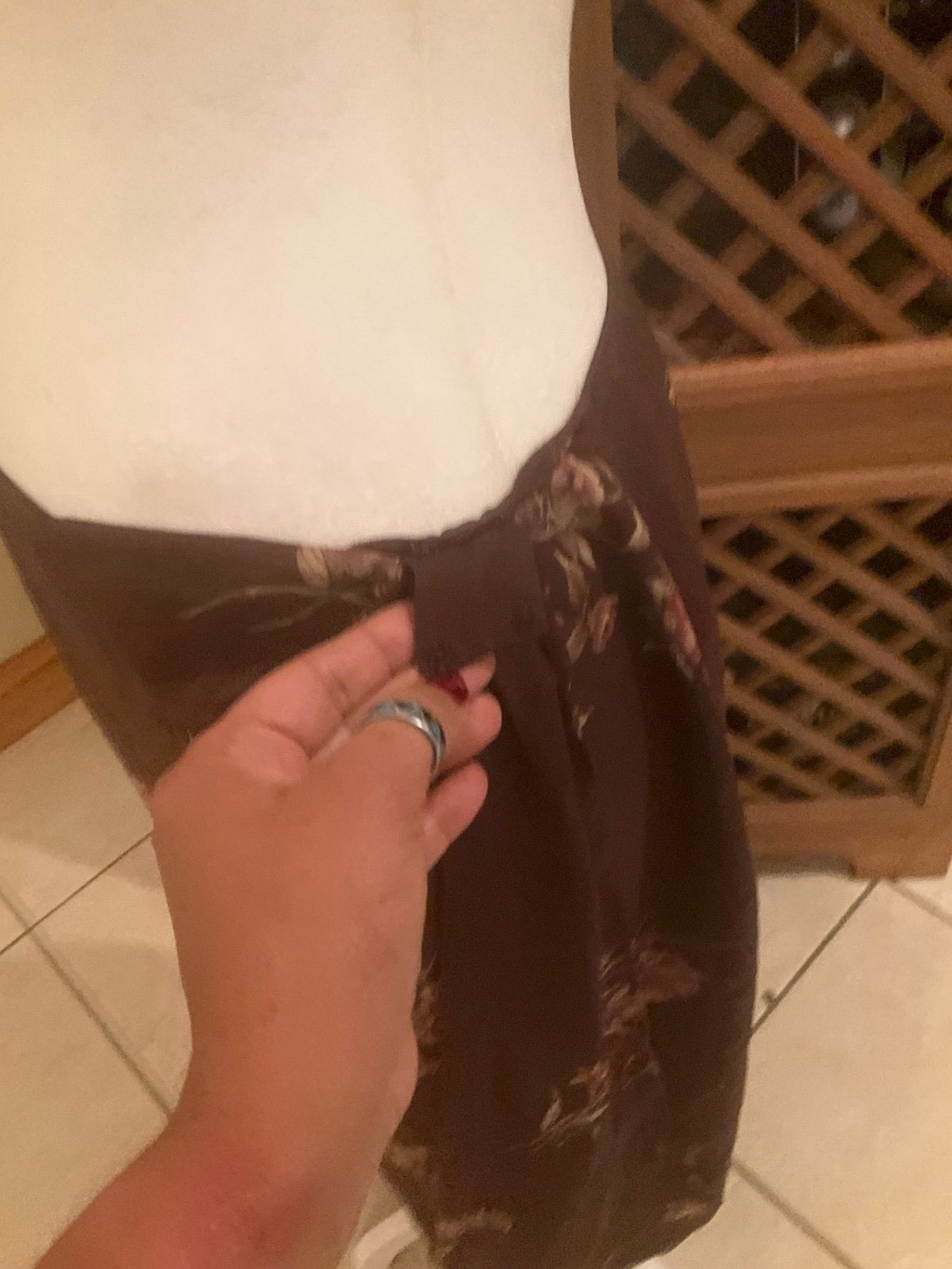 Vintage Emanuel Ungaro Silk Brown Floral Wrap Midi Skirt Small