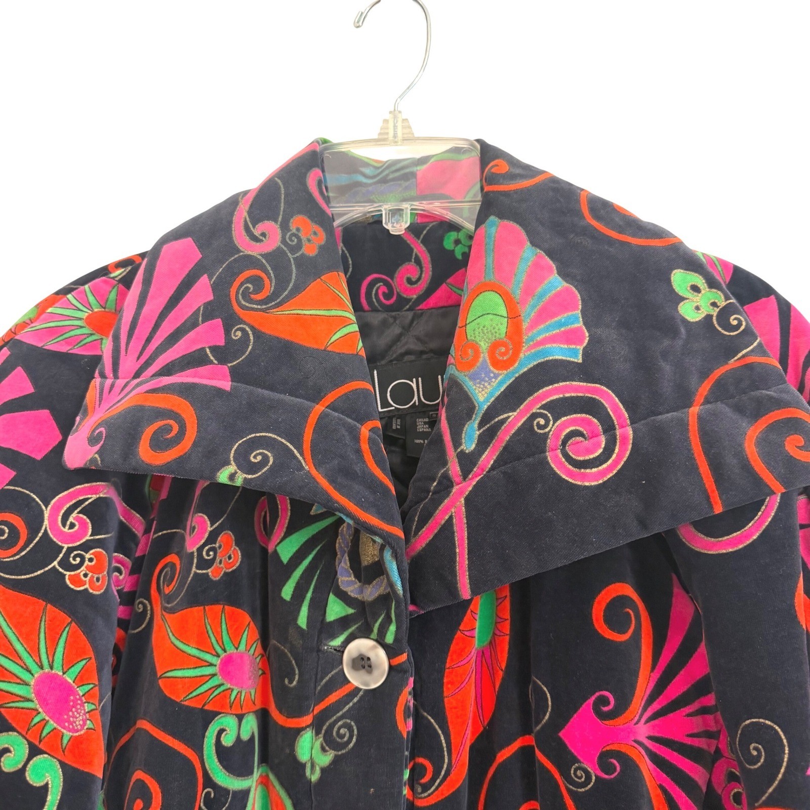 Vintage Laurel Escada Velvet Psychedelic Paisley Jacket Neon Made in Yugoslavia