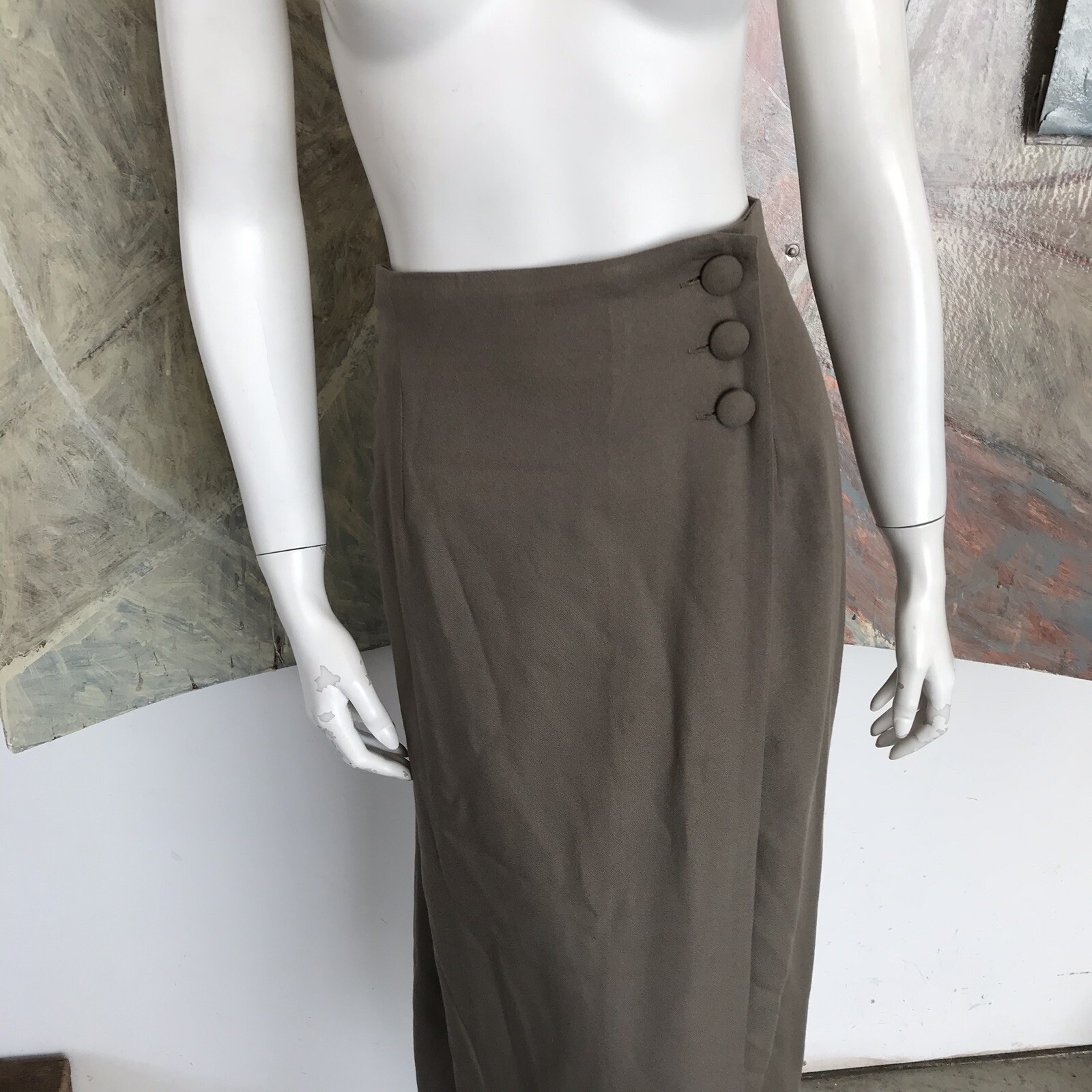 Vintage Express Beige Wool Blend High Waisted Maxi Skirt Age 13/14 / 13 / 14