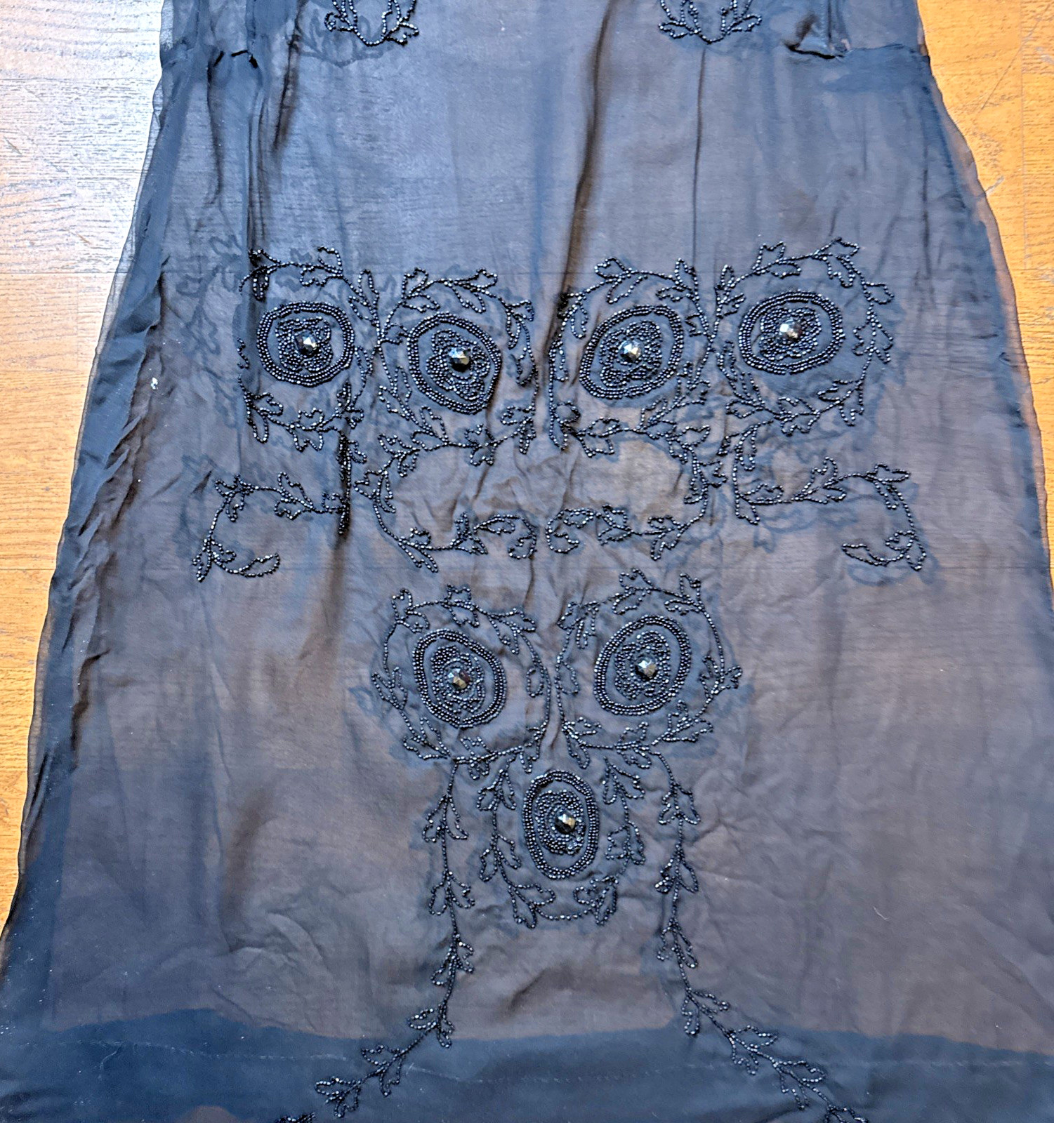 Antique 1920s Beaded Silk Chiffon Flapper Dress – Authentic Art Deco Tabard