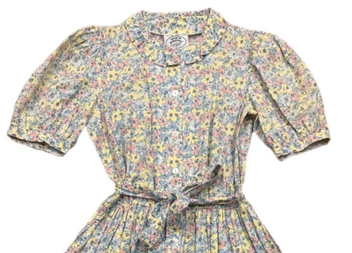 Vintage Laura Ashley Pastel Floral Prairie Dress Tie Waist UK 12/US 10 Modern Sm