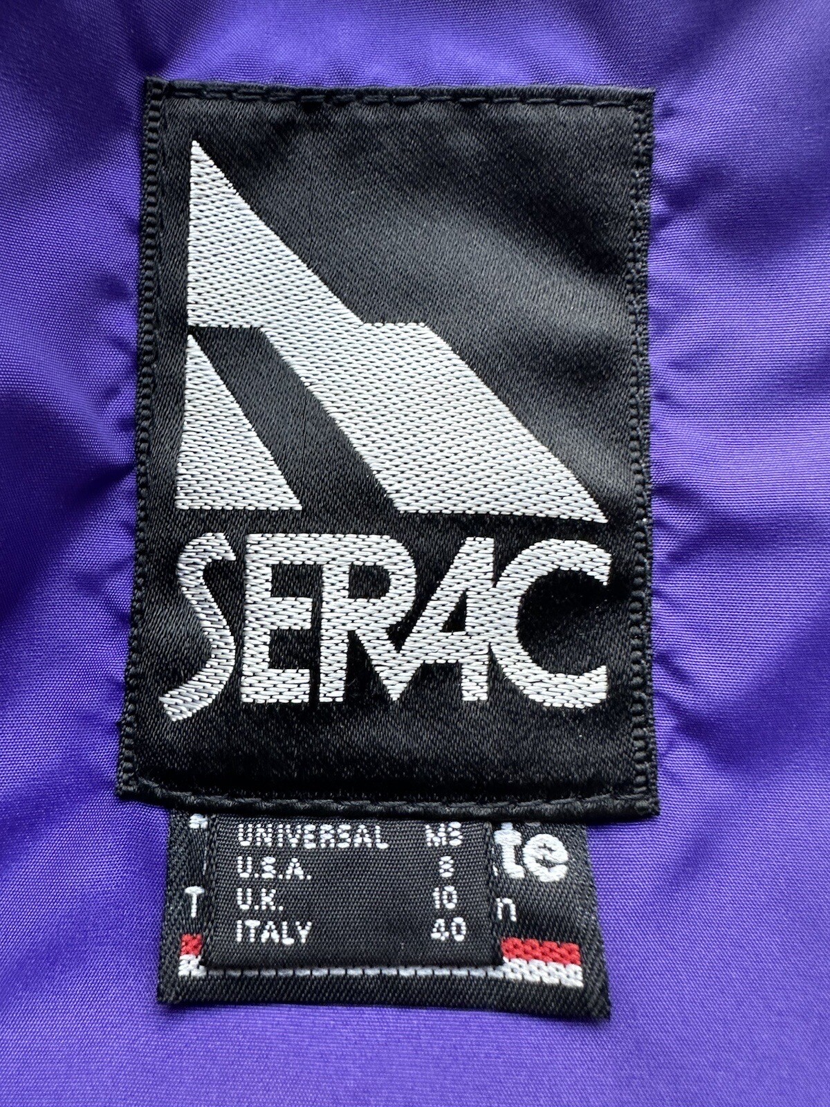Vintage Serac Thinsulate Lined Neon Purple Color Block Nylon Ski Jacket Size 8