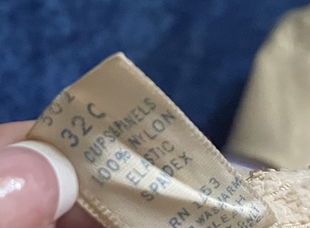 Vintage Goddess Bra 32c Beige Underwire Nylon Pinup Lingerie
