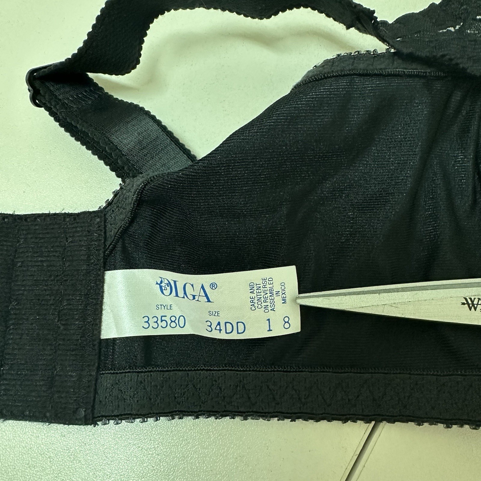 Vtg Olga Lacy Textures Bra 34DD Full Figure Underwire Lace Black #33580 NEW