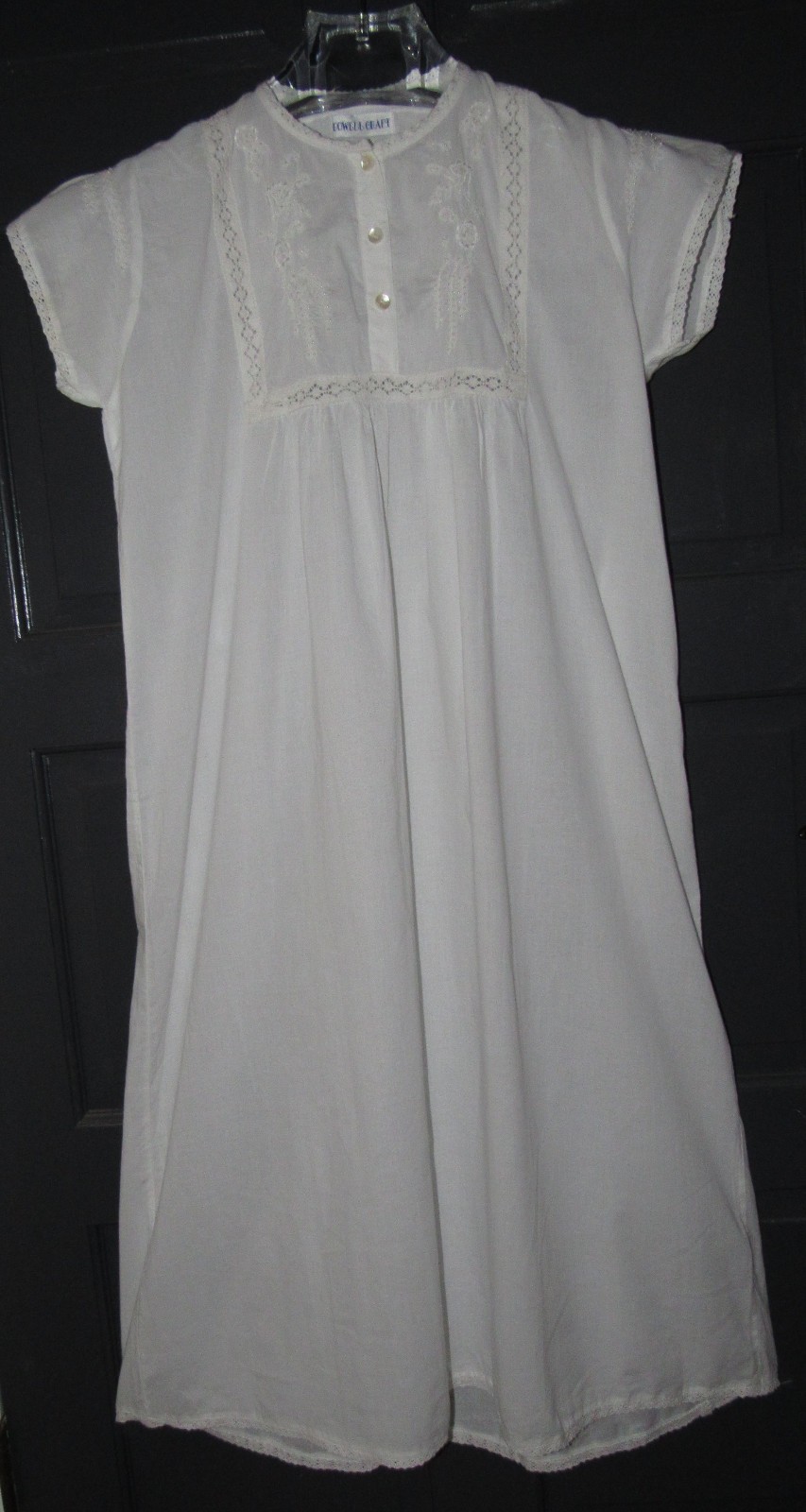 Powell Craft Nightdress nightgown tiny pearls 100% Cotton One Size Bust to 44&Prime;