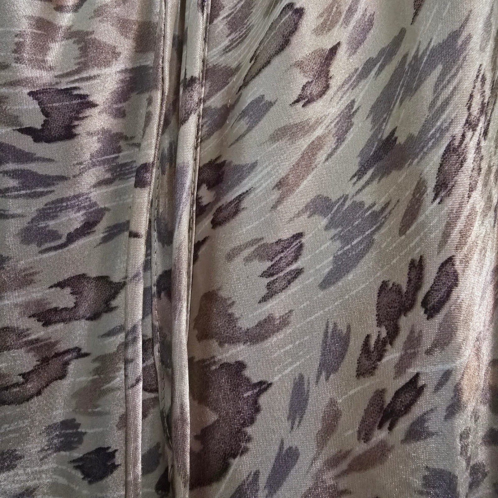 Vintage 90s Delicates Satin Leopard Print Maxi Slip Dress High Neck Side Slits