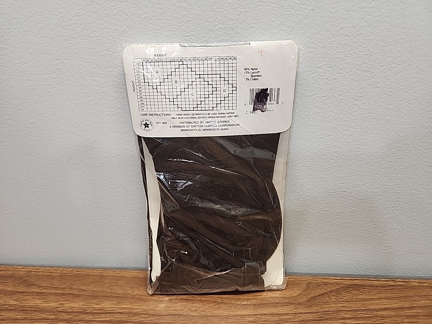 New Vintage Target Sheer Light Support Panty Hose Dark Brown Nylon Lycra Cotton