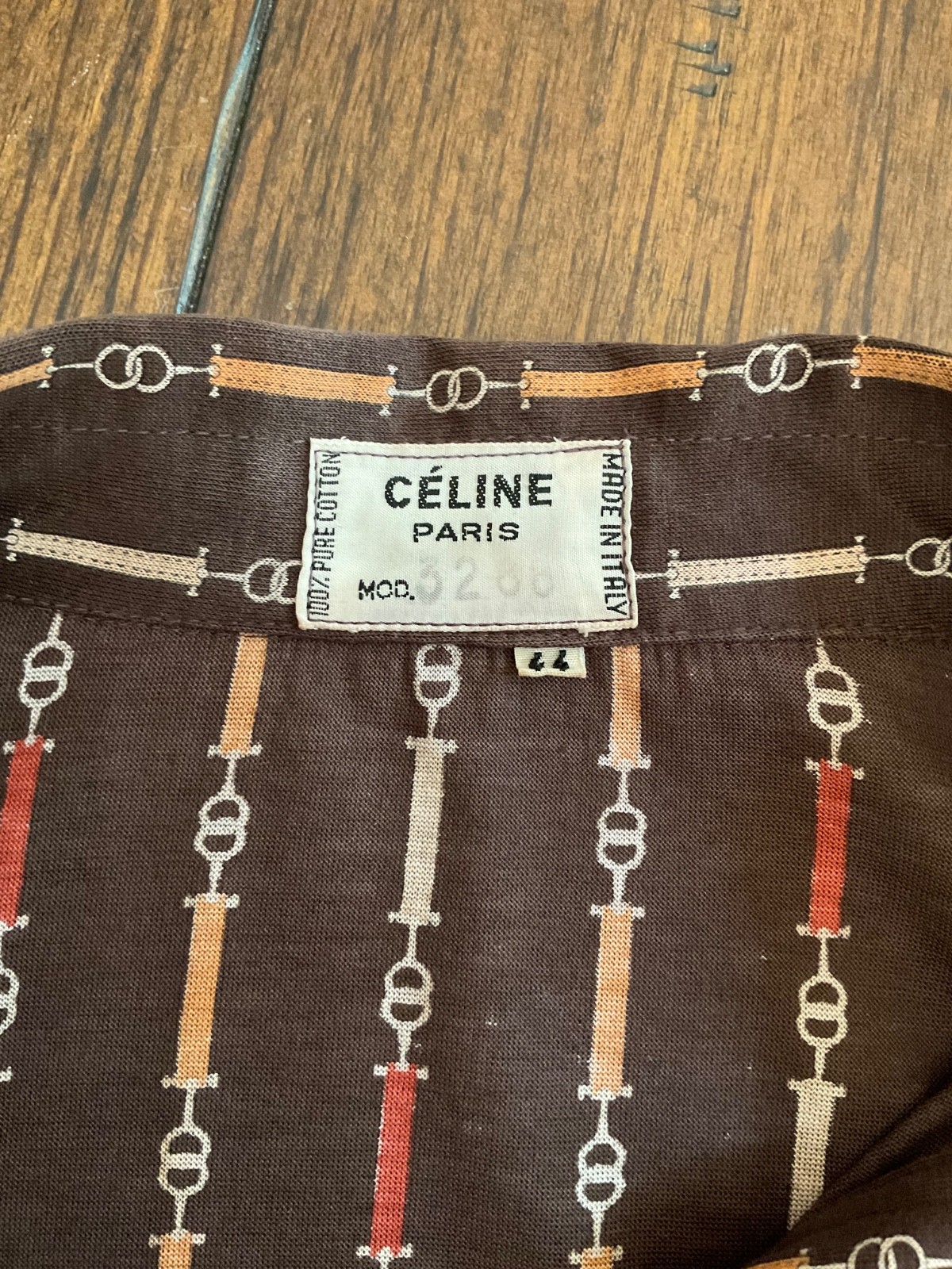 Vintage Celine Paris Chain Link 100% Cotton Button Down Blouse FR44 – US12