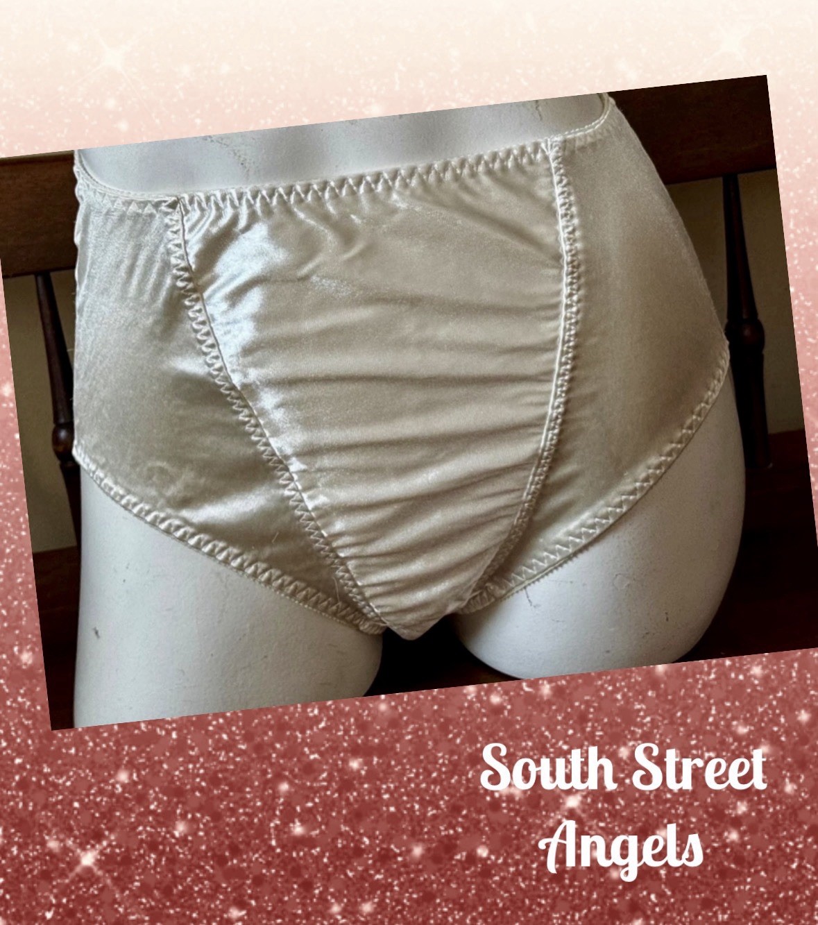VINTAGE VICTORIA&rsquo;S SECRET ~ IVORY THICK SATIN FULL BRIEF SHAPER PANTIES LARGE