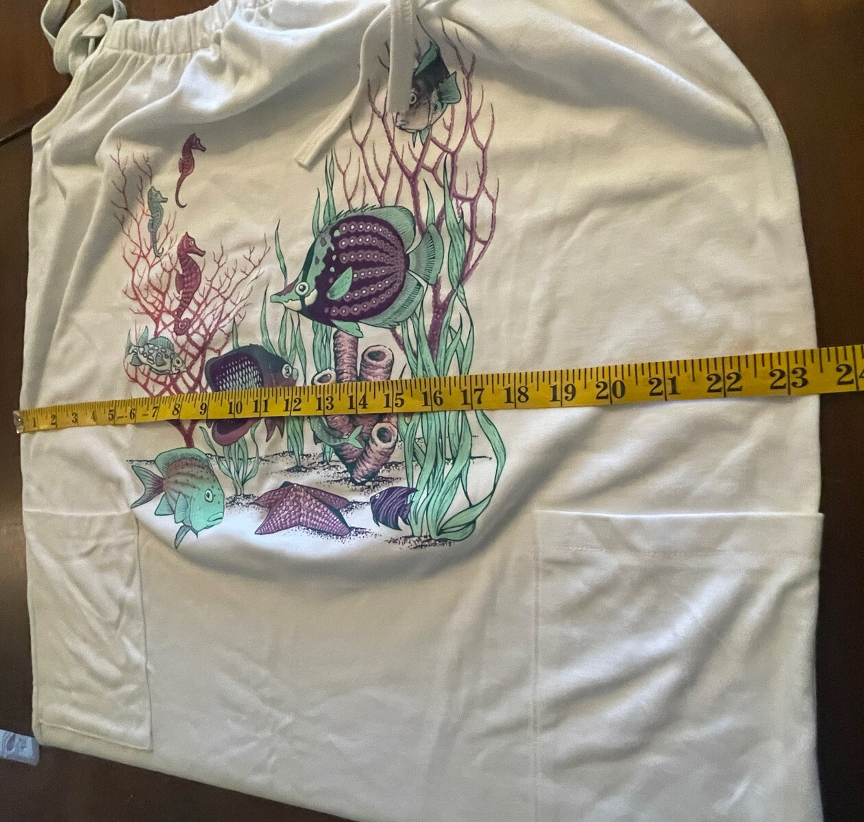 Vintage 80’s Point Sportswear Beach Swim Cover Dress Graphic Fish Coral OS